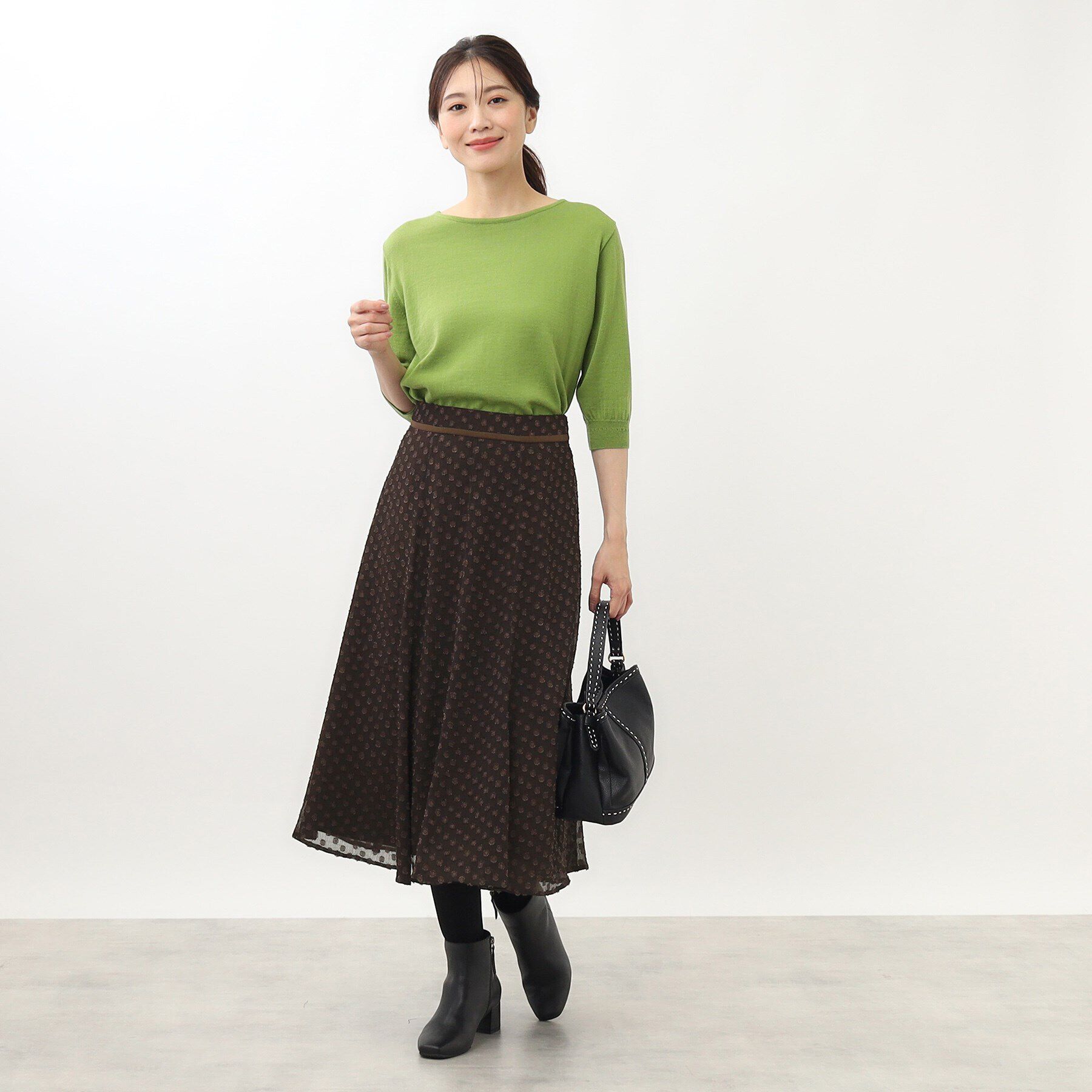 Reflect「【手洗い可】シアードットフレアスカート」|スカート|