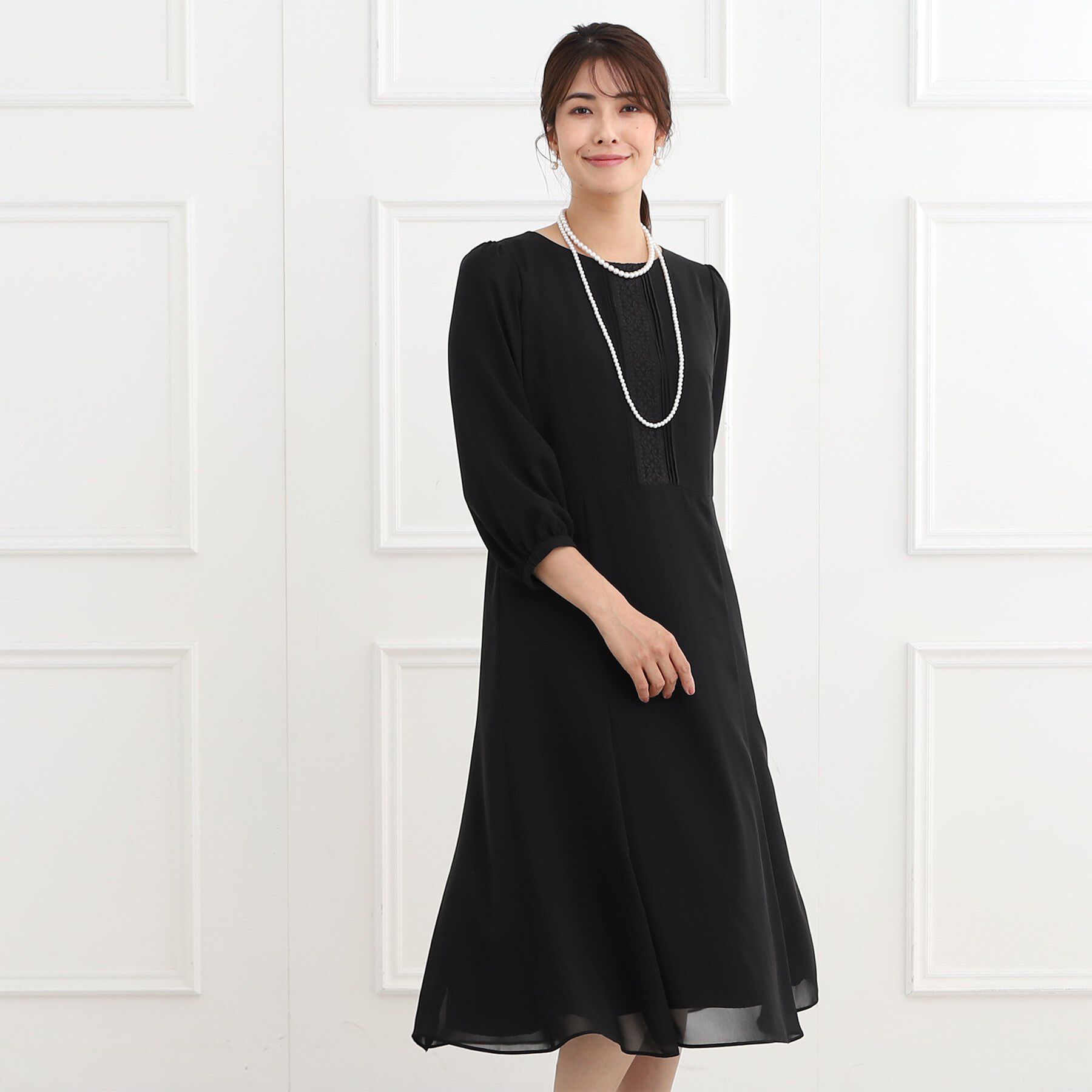 Reflect「【フォーマル/洗える】フロントレースジョーゼットワンピース」|ワンピース|