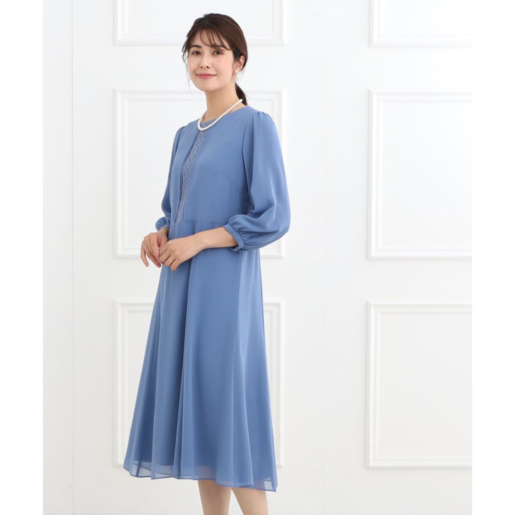 Reflect「【フォーマル/洗える】フロントレースジョーゼットワンピース」|ワンピース|