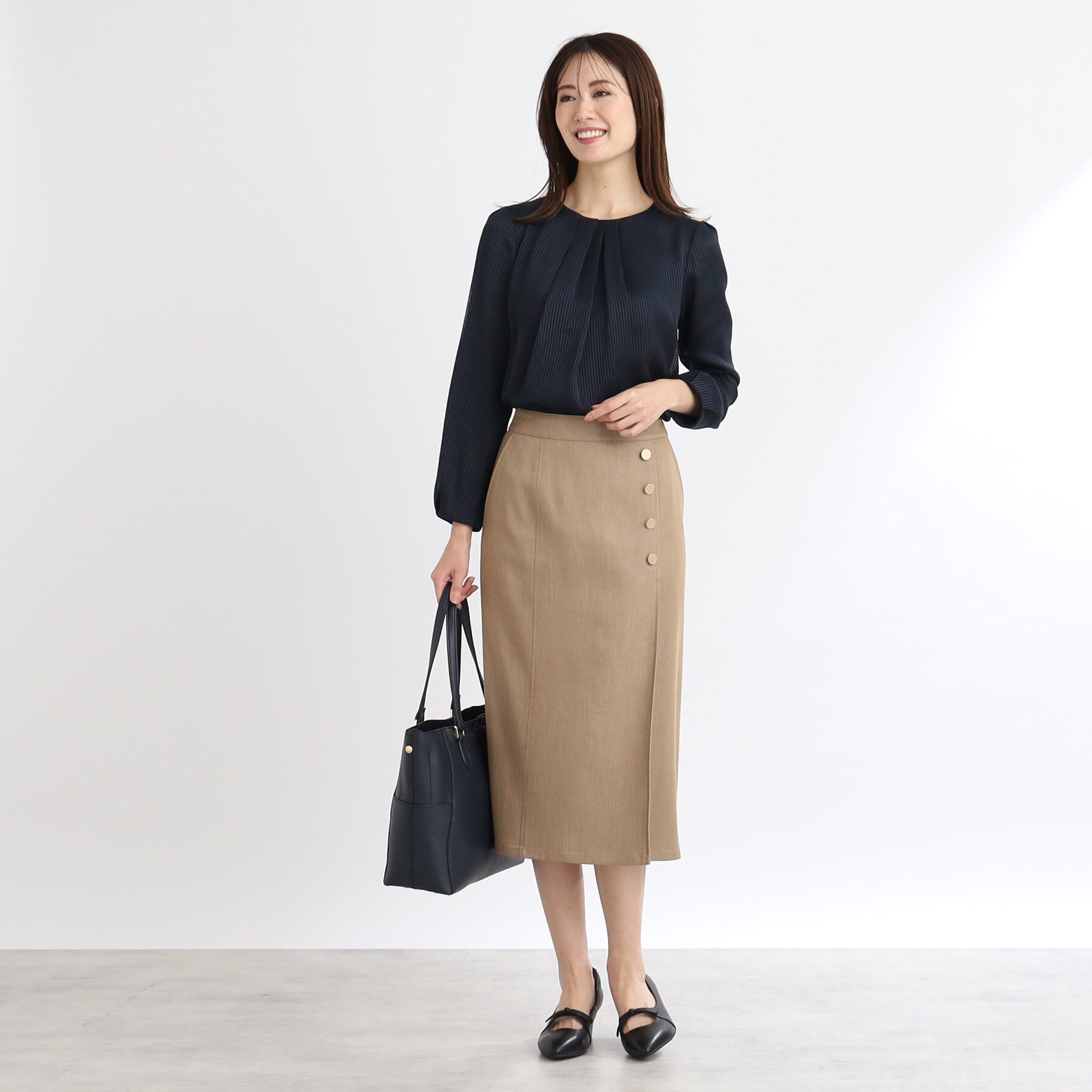 Reflect「【手洗い可】シアーシャドーストライプブラウス」|シャツ・ブラウス|