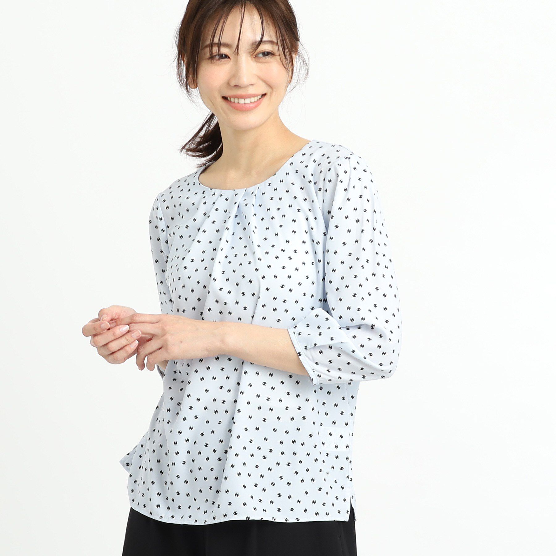 Reflect「【夏SALE／単品使いもできる】プリントブラウス着流しカーディガンニット」|カーディガン|