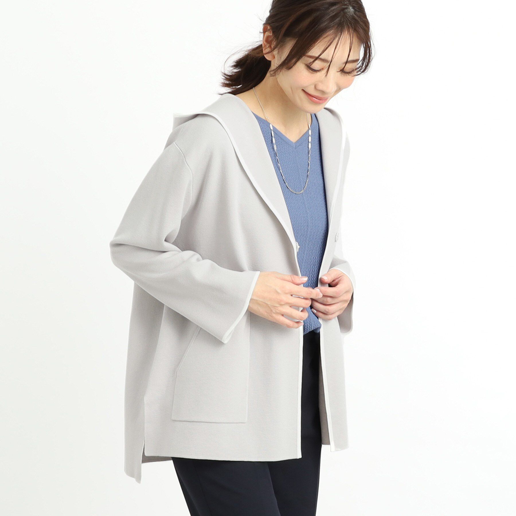 Reflect「【軽羽織りに◎】フーデッドニットカーディガン」|カーディガン|