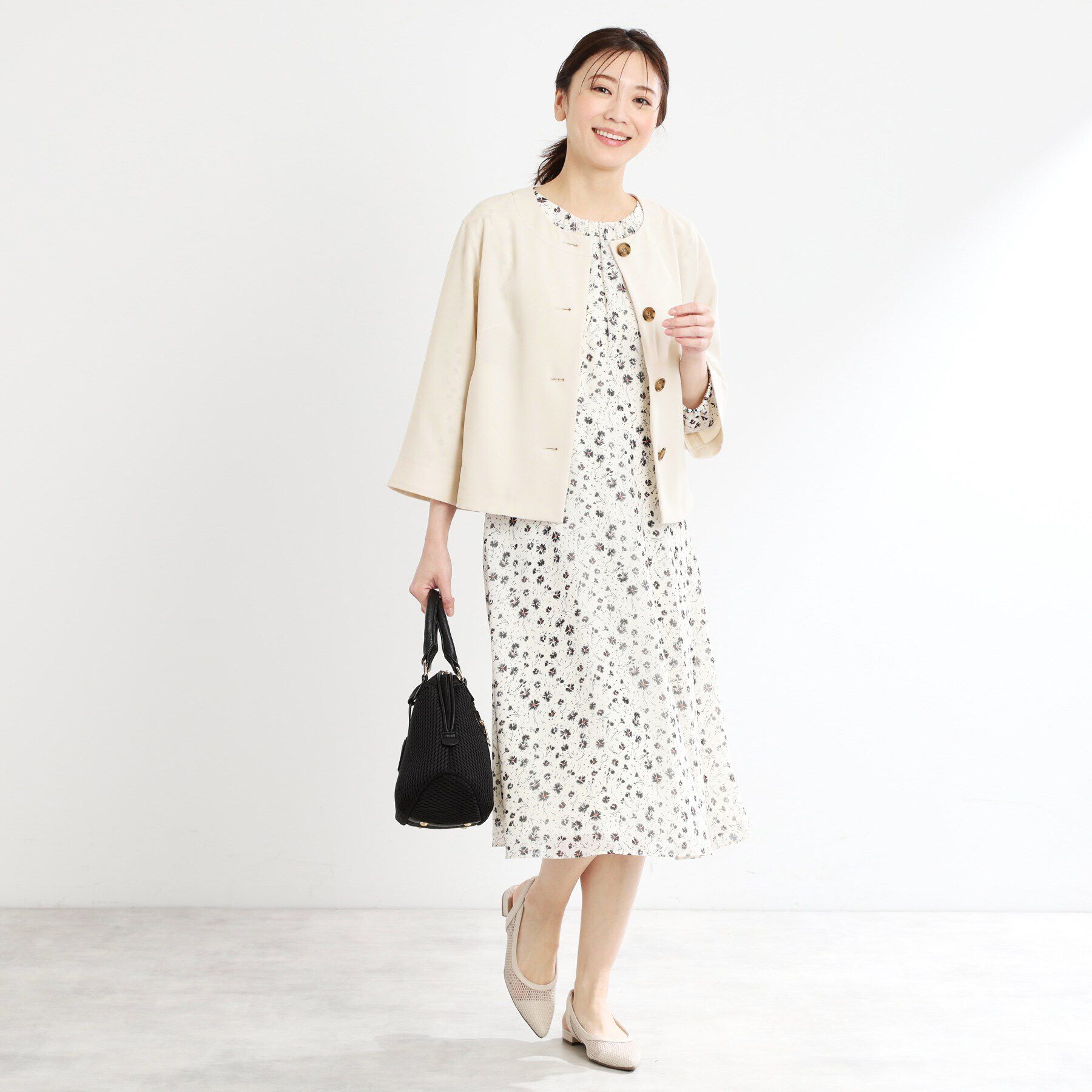 Reflect「【UVカット／接触冷感／洗える／セットアップ可】クルーネックジャケット」|ノーカラージャケット|