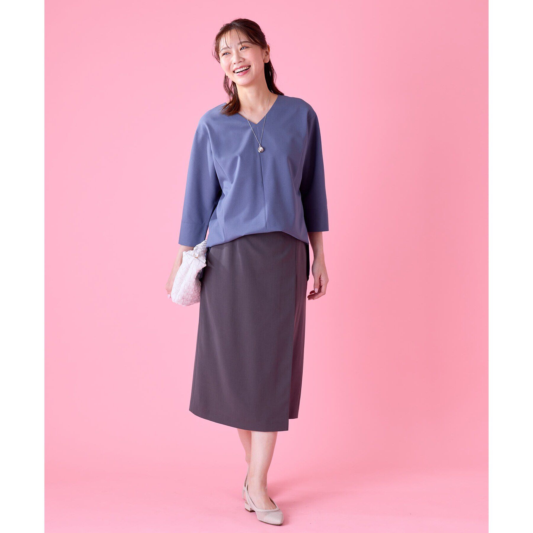 Reflect「【UVカット／洗える／セットアップ可】ラップ風ナロースカート」|スカート|