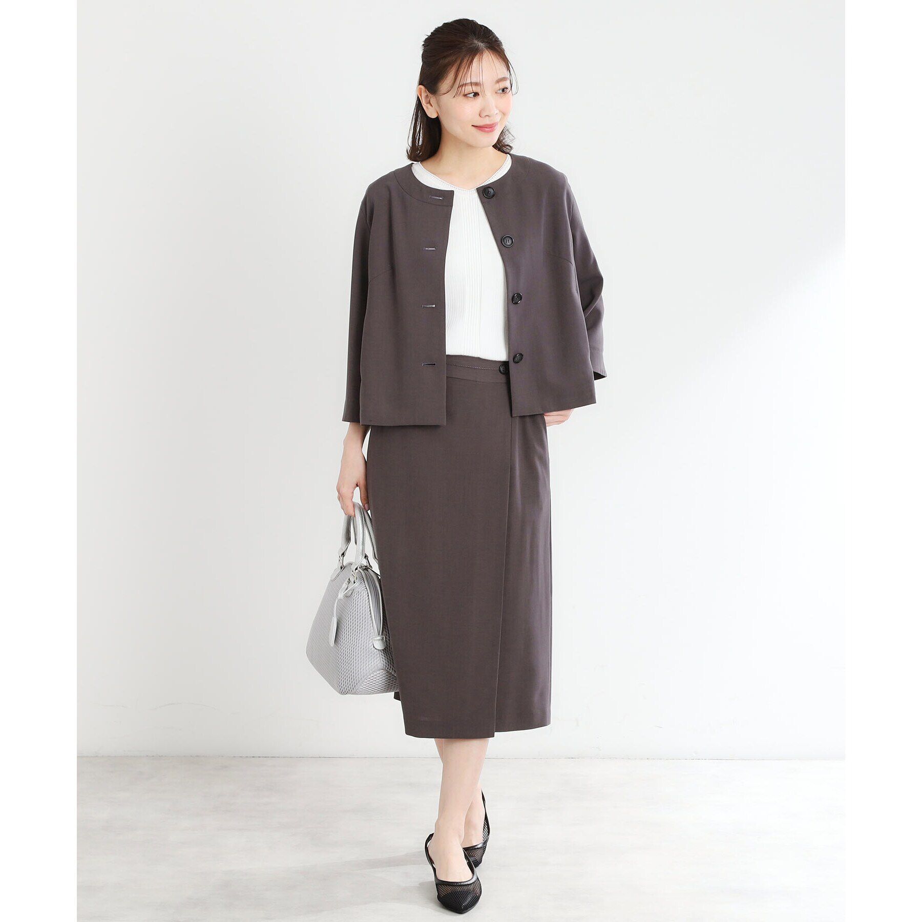 Reflect「【UVカット／洗える／セットアップ可】ラップ風ナロースカート」|スカート|