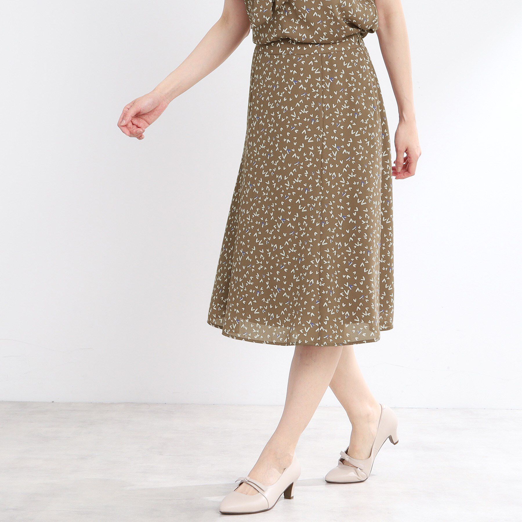 Reflect「【マシンウォッシュ可／セットアップ可】Aラインプリントスカート」|スカート|