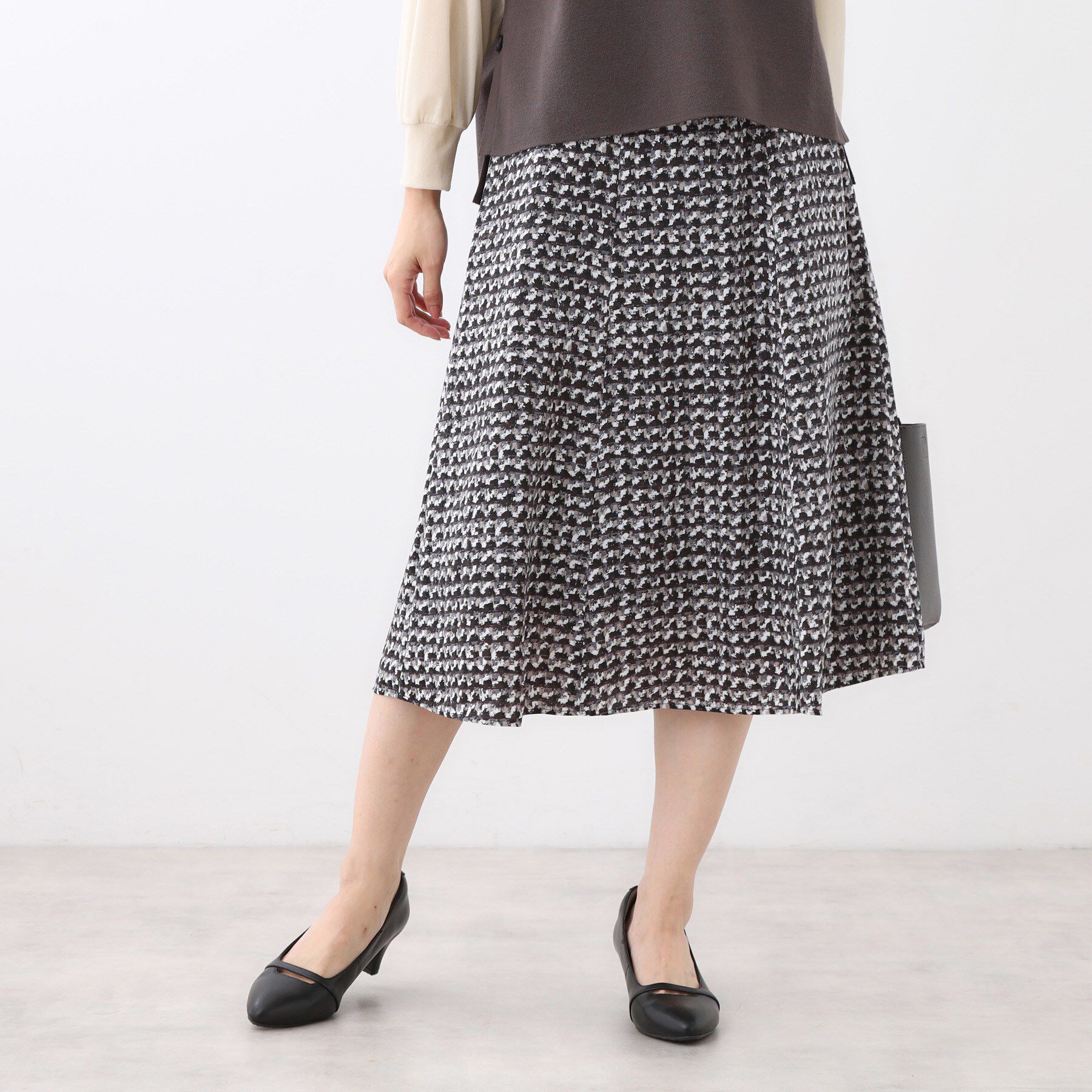 Reflect「【ニットスタイルが華やかに◎】チドリ風プリントフレアスカート」|スカート|