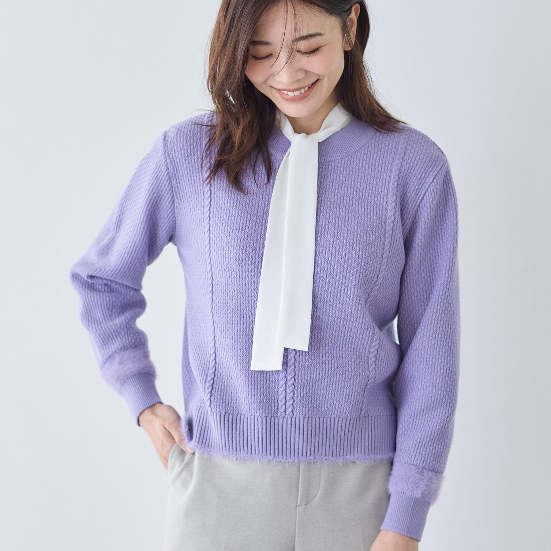 Reflect「【ほんのりラメ感◎】ケーブル柄ニット」|ニット・セーター|