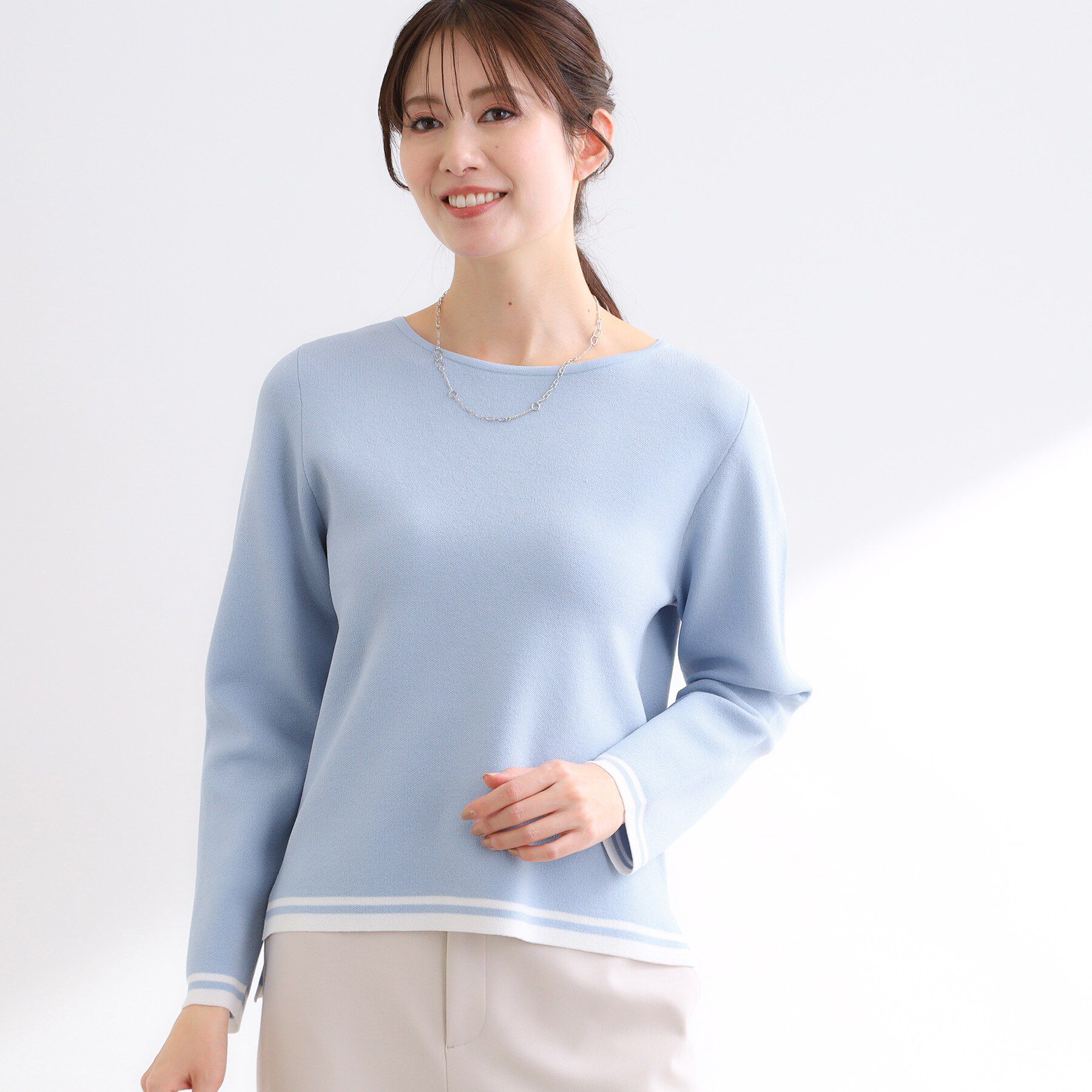 Reflect「【セットアップ可】ダブルジャカードニットプルオーバー」|ニット・セーター|サックスブルー(59