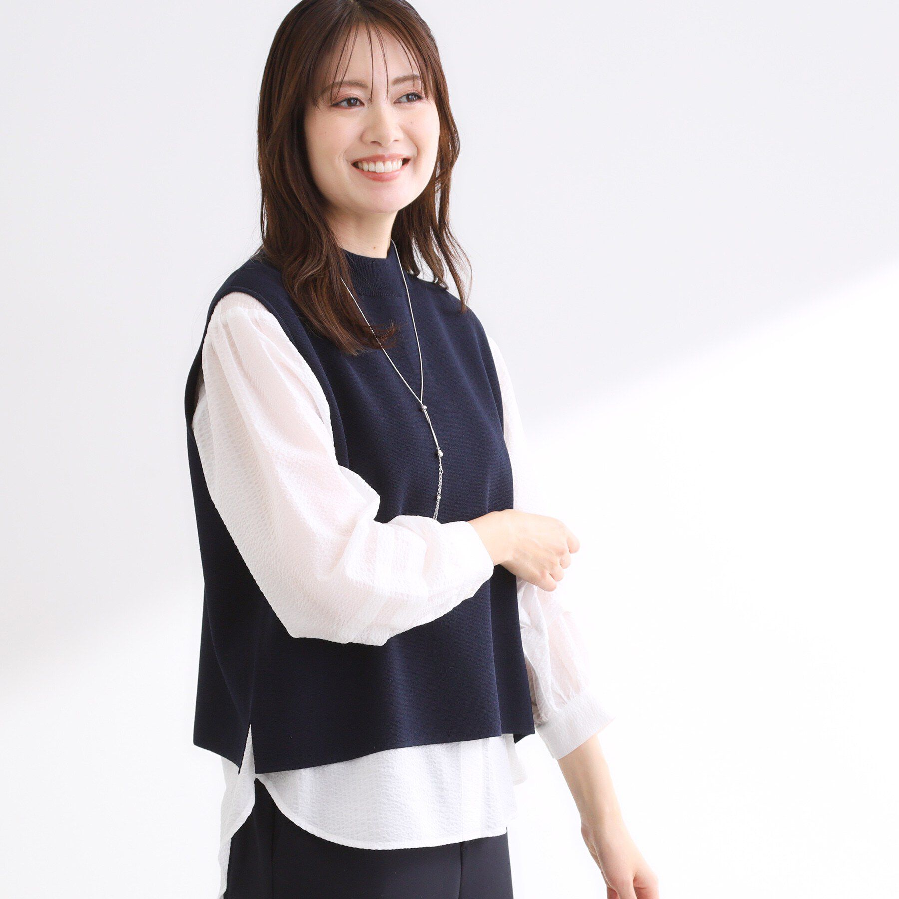 Reflect「【セットアップ可】ダブルジャカードニットベスト」|ニット・セーター|