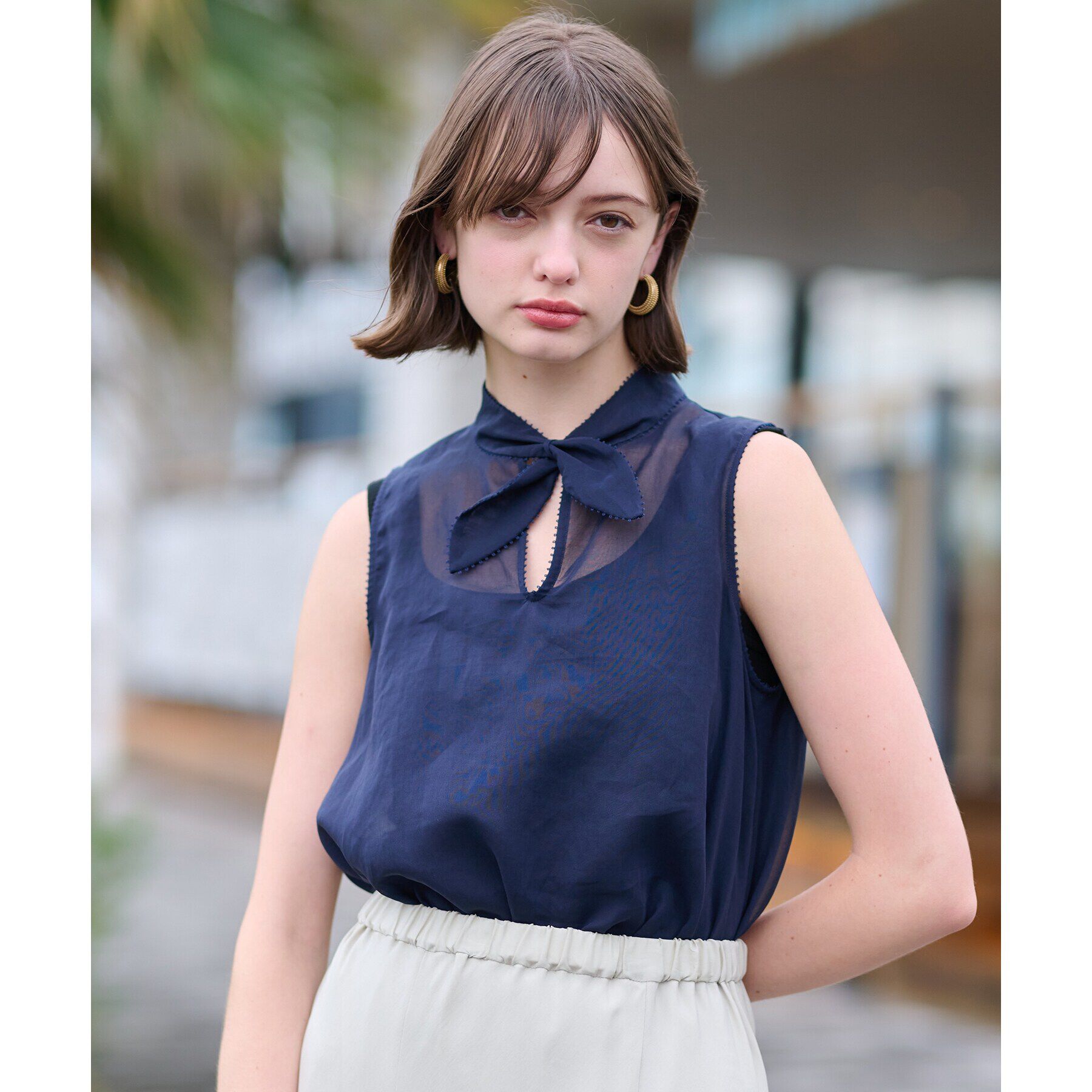 DRESSTERIOR「シアーリボンアーカイブブラウス」|シャツ・ブラウス|