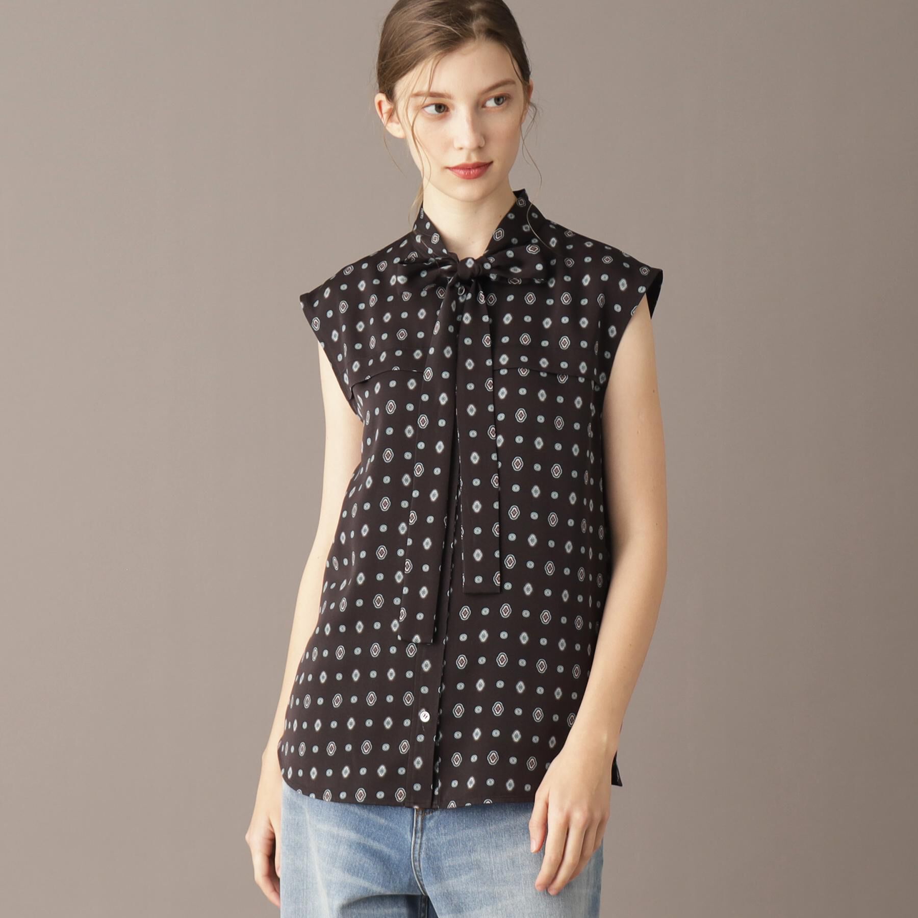 DRESSTERIOR「エスニックヴィンテージプリントボウタイブラウス」|シャツ・ブラウス|