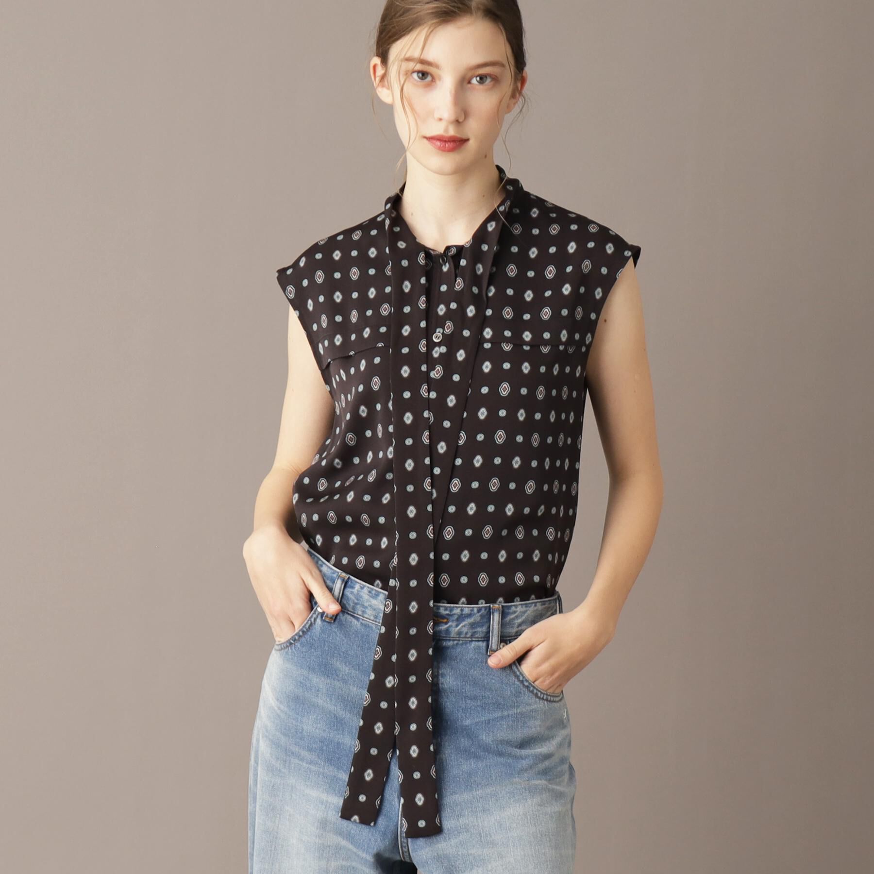 DRESSTERIOR「エスニックヴィンテージプリントボウタイブラウス」|シャツ・ブラウス|