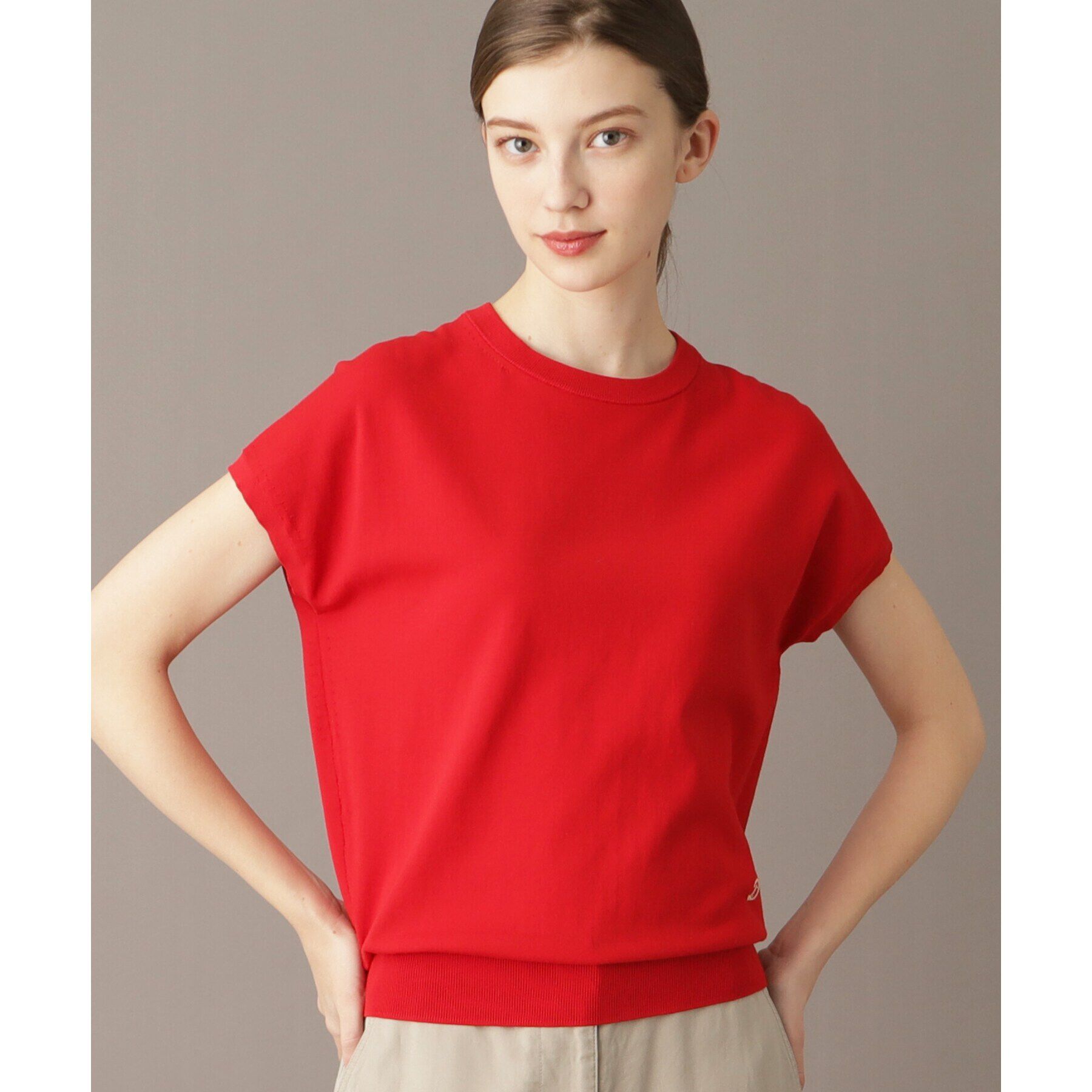 DRESSTERIOR「【定番/洗える】コットンシルク混フレンチスリーブニット」|ニット・セーター|