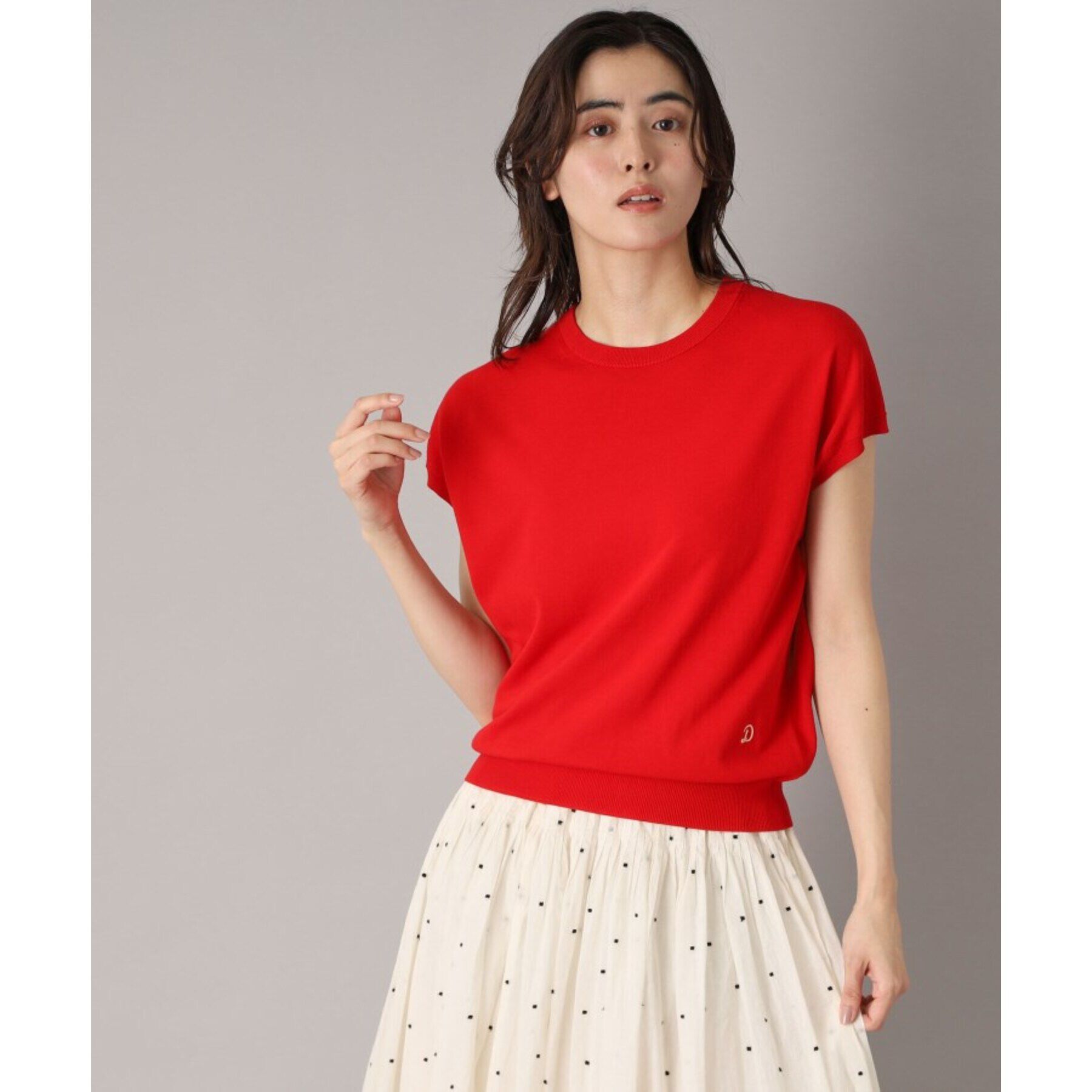 DRESSTERIOR「【定番/洗える】コットンシルク混フレンチスリーブニット」|ニット・セーター|