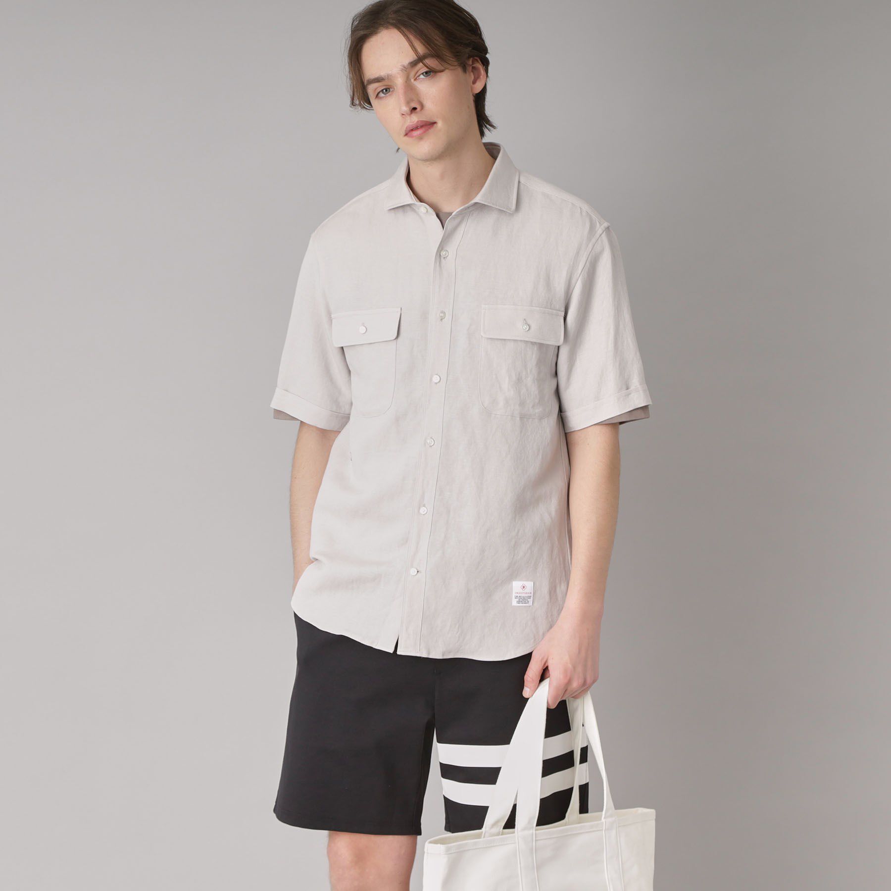 DRESSTERIOR「リネンレーヨン ハーフスリーブシャツ」|シャツ・ブラウス|