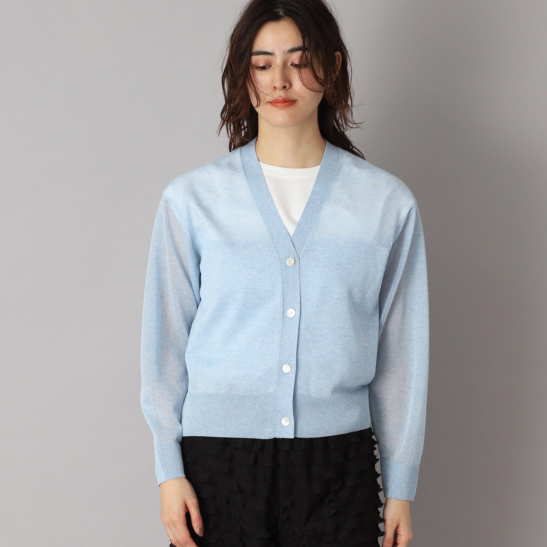 DRESSTERIOR「【洗える/ショート丈】シアーコンビカーディガン」|カーディガン|