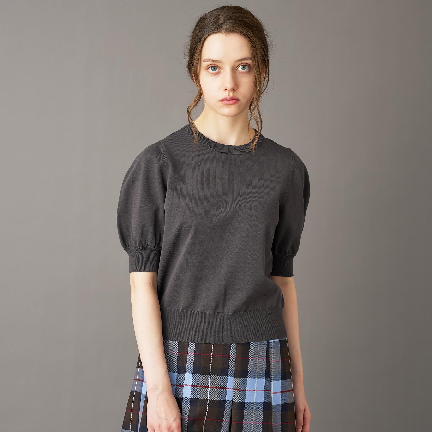 DRESSTERIOR「パフスリーブニット」|ニット・セーター|チャコールグレー(0