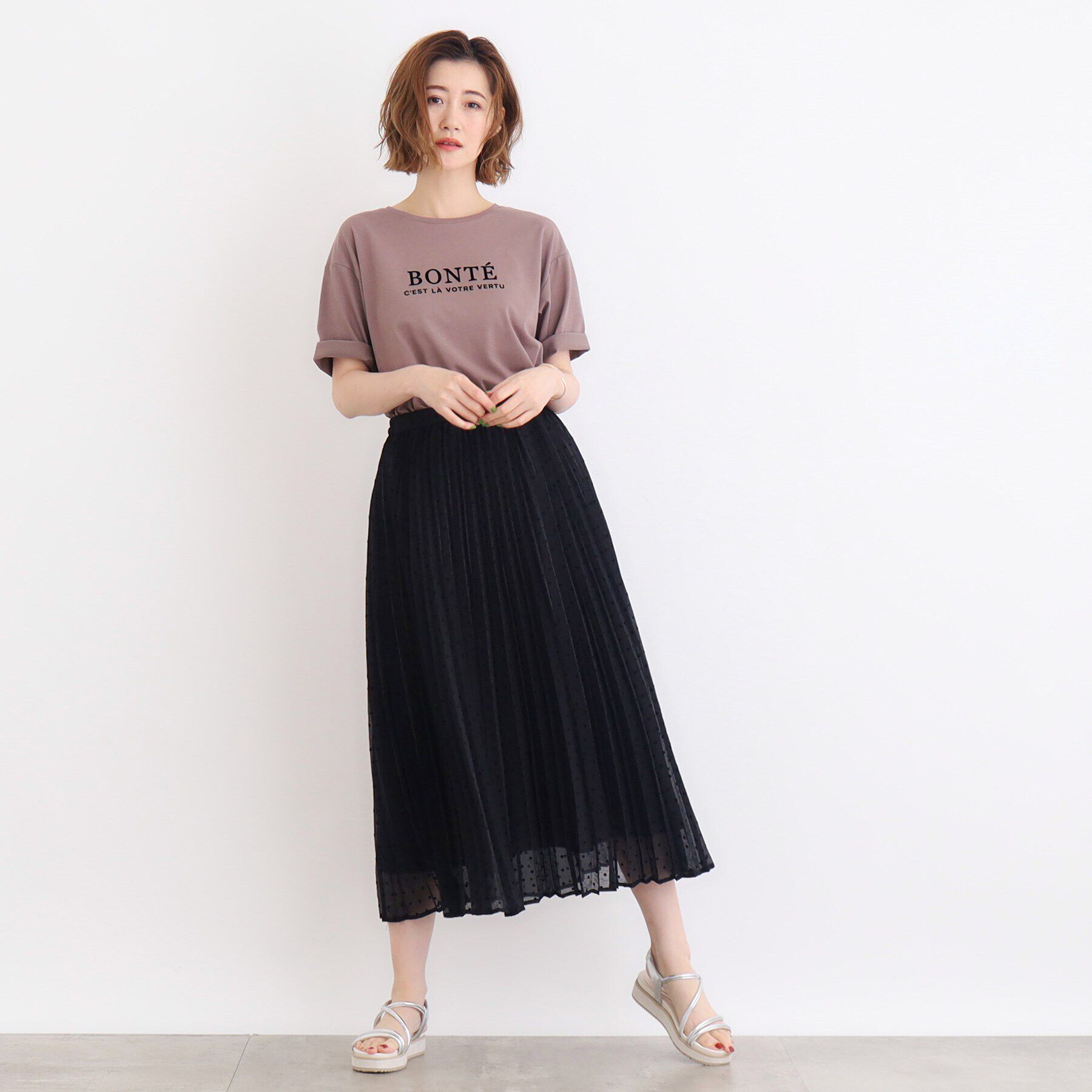 grove「フロッキードットプリーツスカート」|スカート|