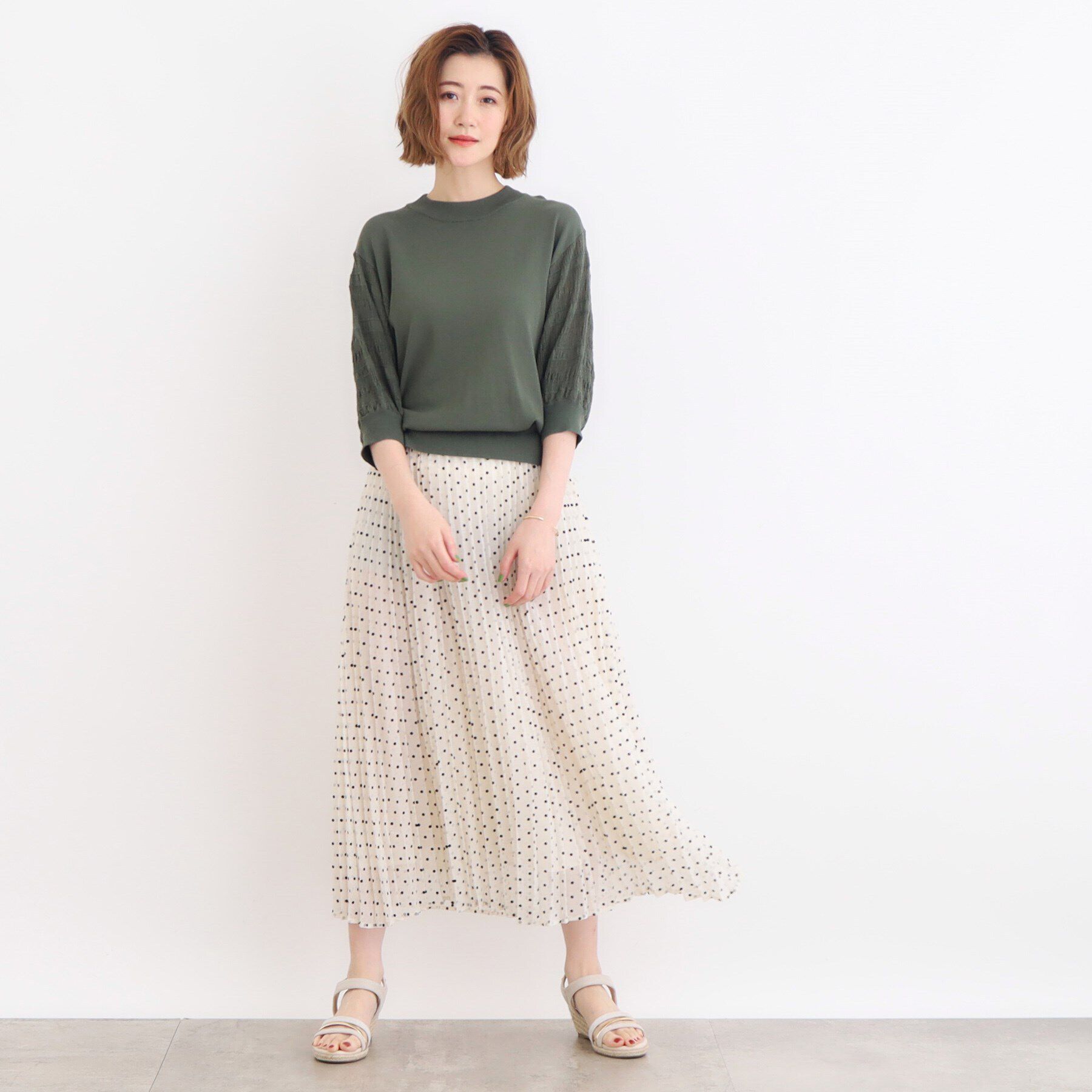 grove「フロッキードットプリーツスカート」|スカート|