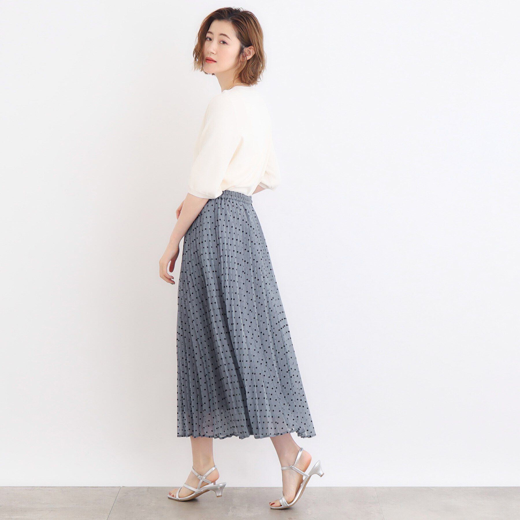 grove「フロッキードットプリーツスカート」|スカート|