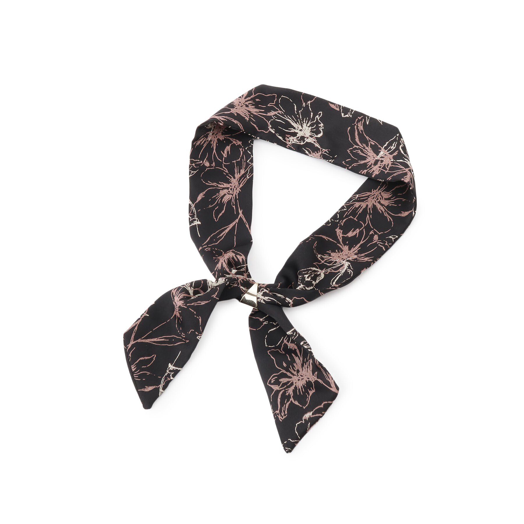 grove「線花柄ナロースカーフ」|バンダナ・スカーフ|ブラック(019)