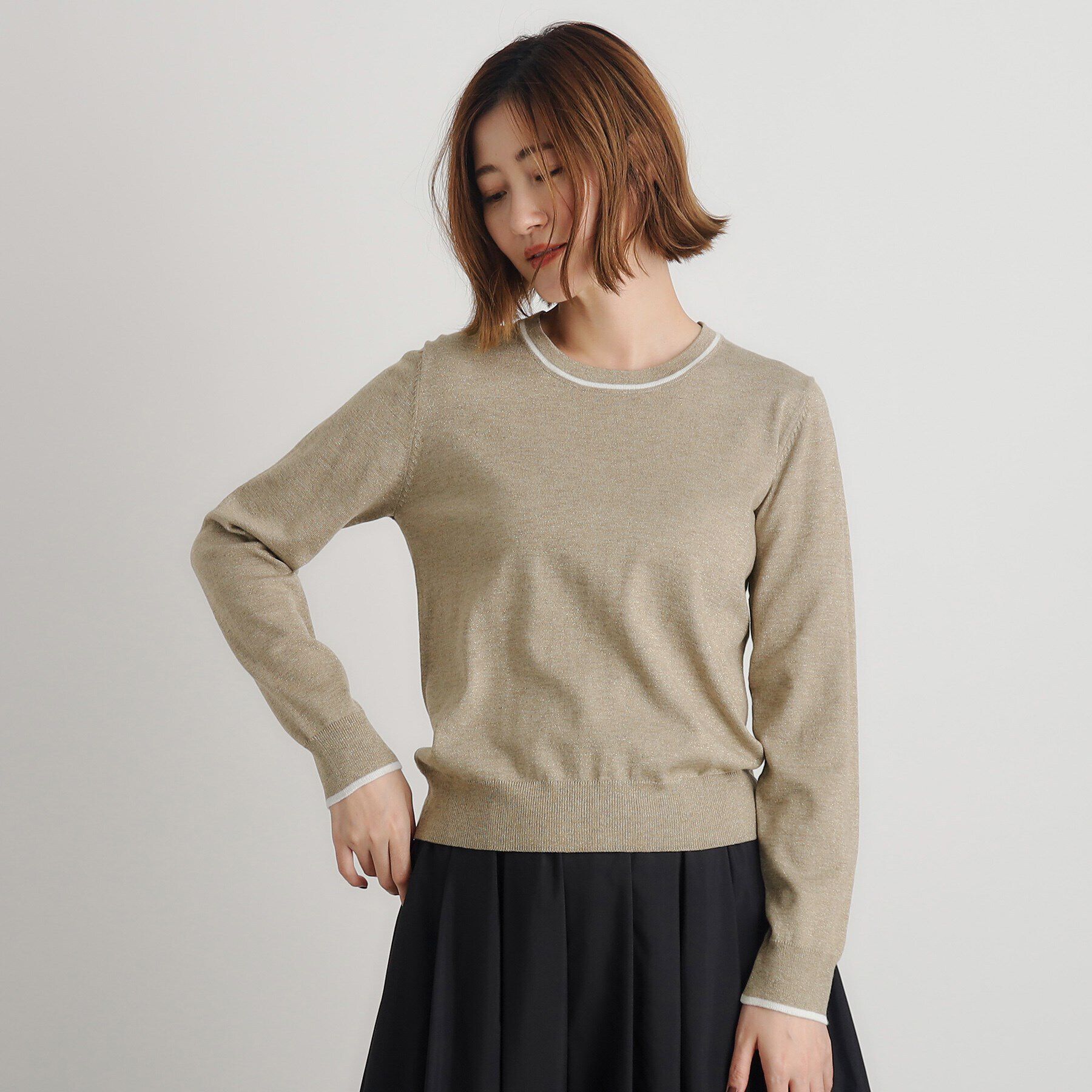 grove「ウール混ラメアンサンブル対応プルオーバー」|ニット・セーター|トープ(054)