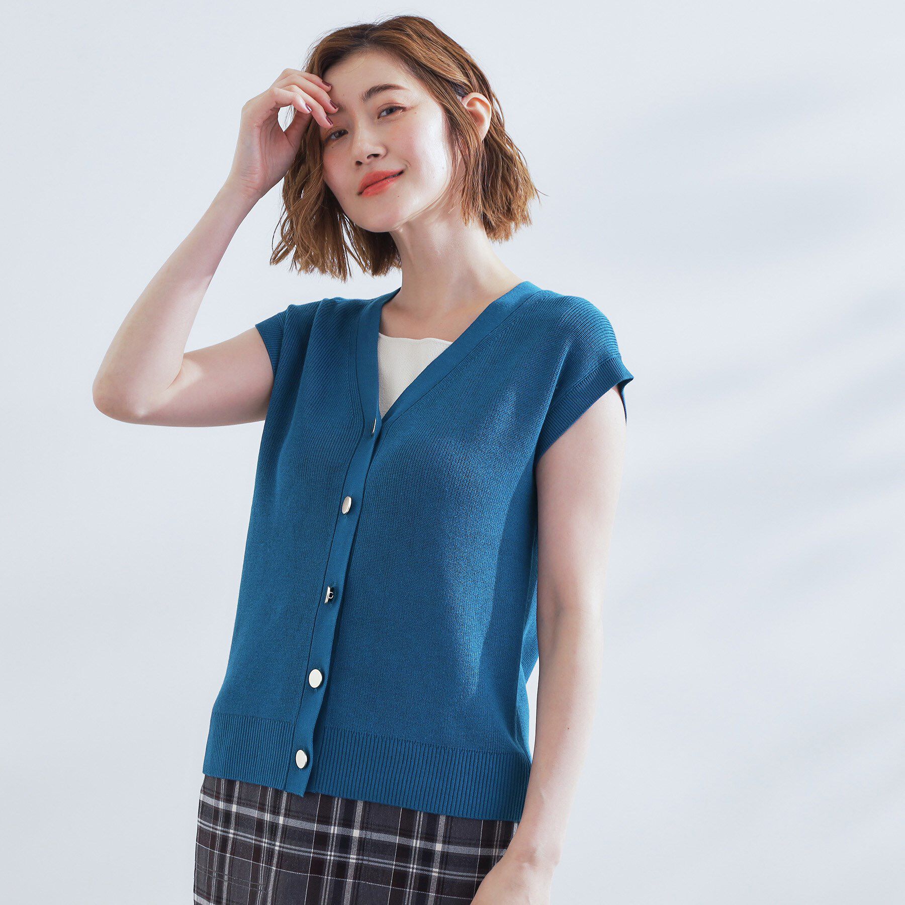 grove「【2点SET】可愛く着まわせる！便利なニットベスト＆スカートセット」|スーツ|