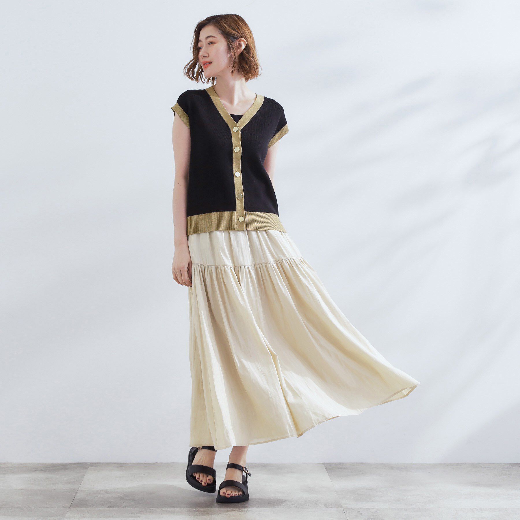 grove「【2点SET】可愛く着まわせる！便利なニットベスト＆スカートセット」|スーツ|