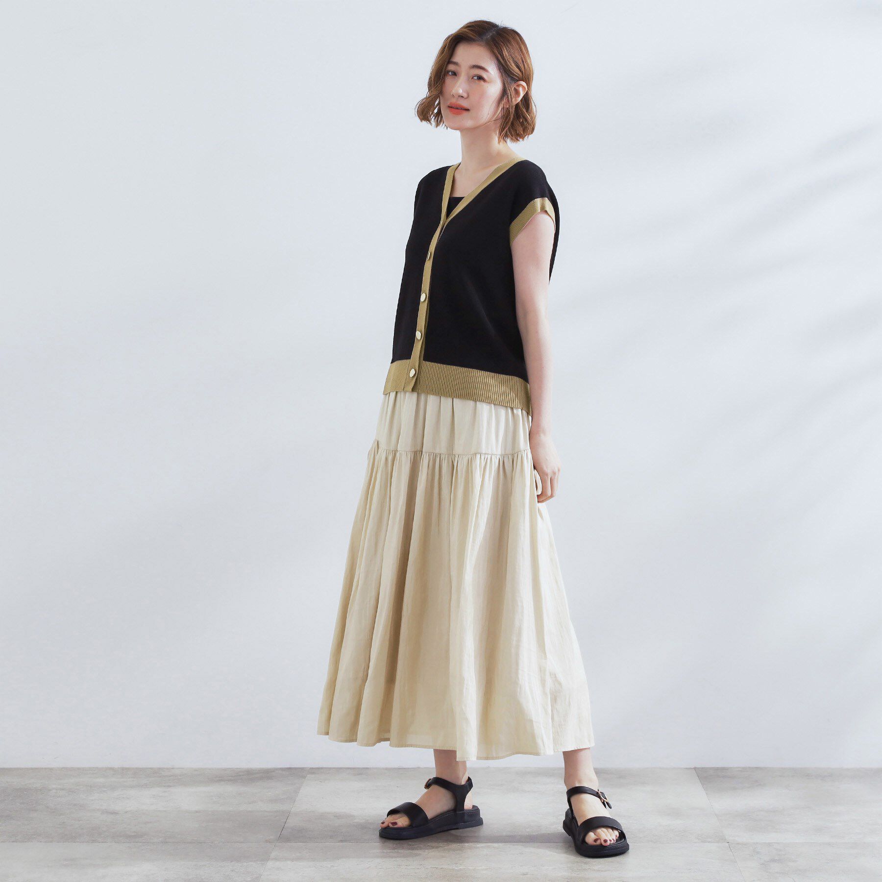 grove「【2点SET】可愛く着まわせる！便利なニットベスト＆スカートセット」|スーツ|