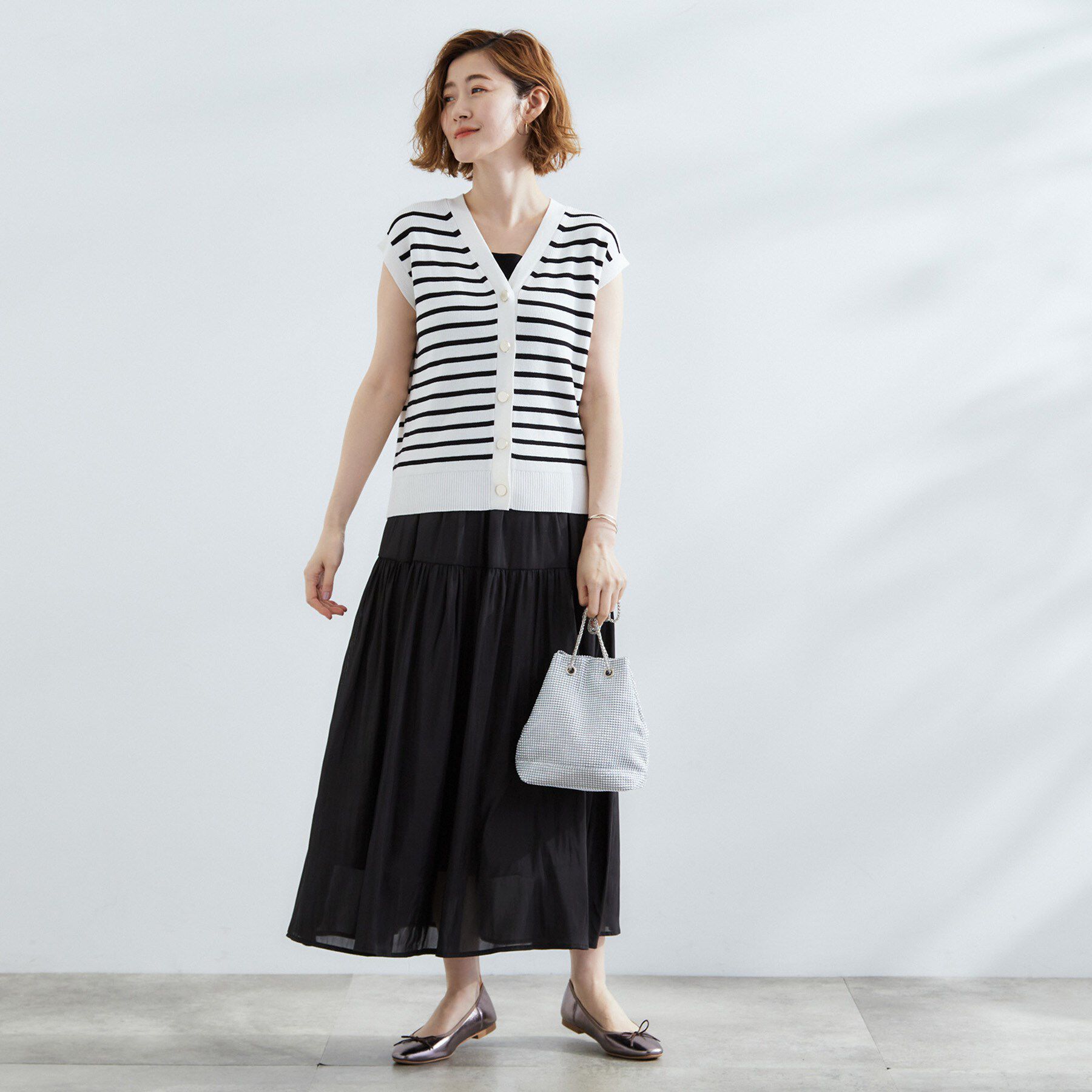 grove「【2点SET】可愛く着まわせる！便利なニットベスト＆スカートセット」|スーツ|