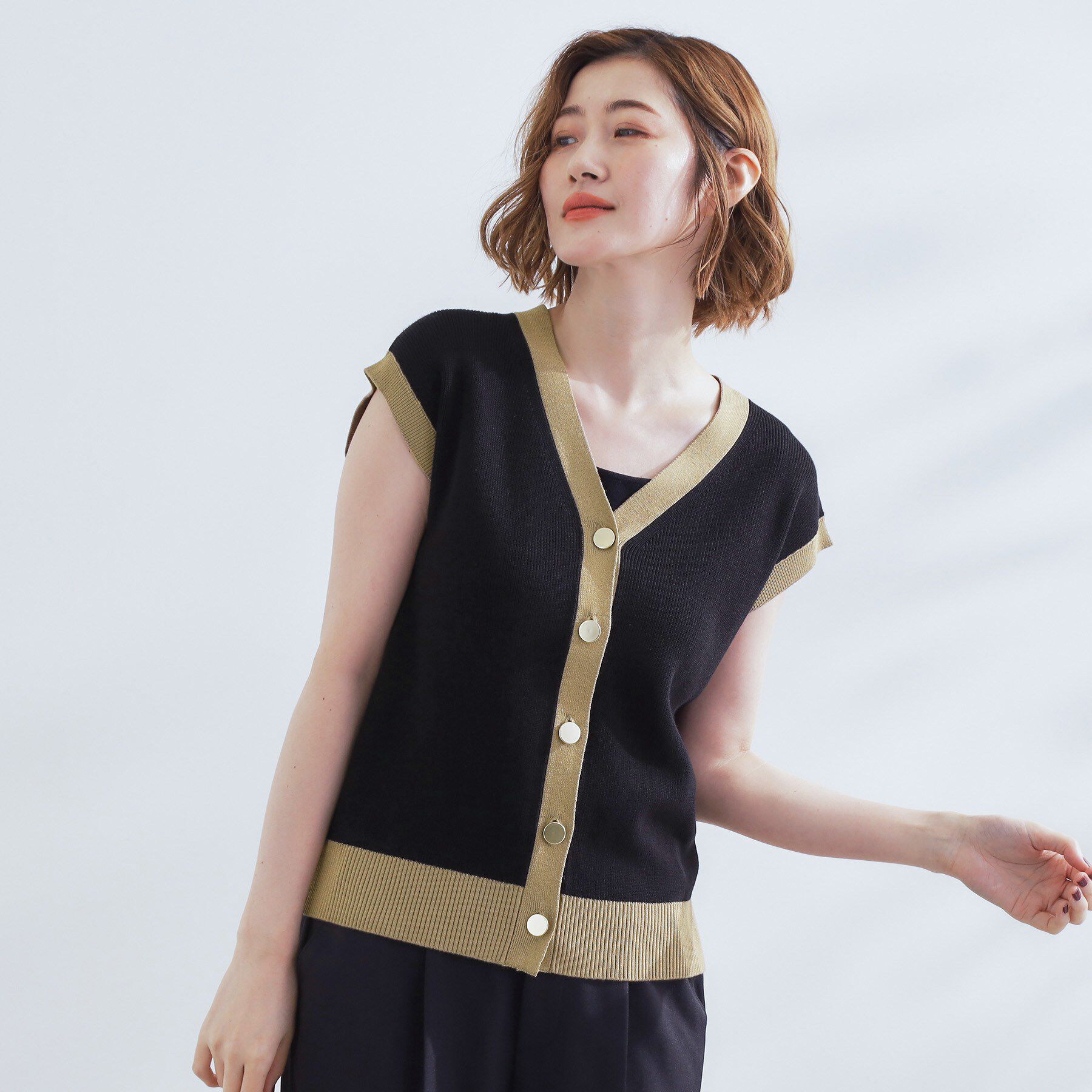 grove「【2点SET】可愛く着まわせる！便利なニットベスト＆スカートセット」|スーツ|