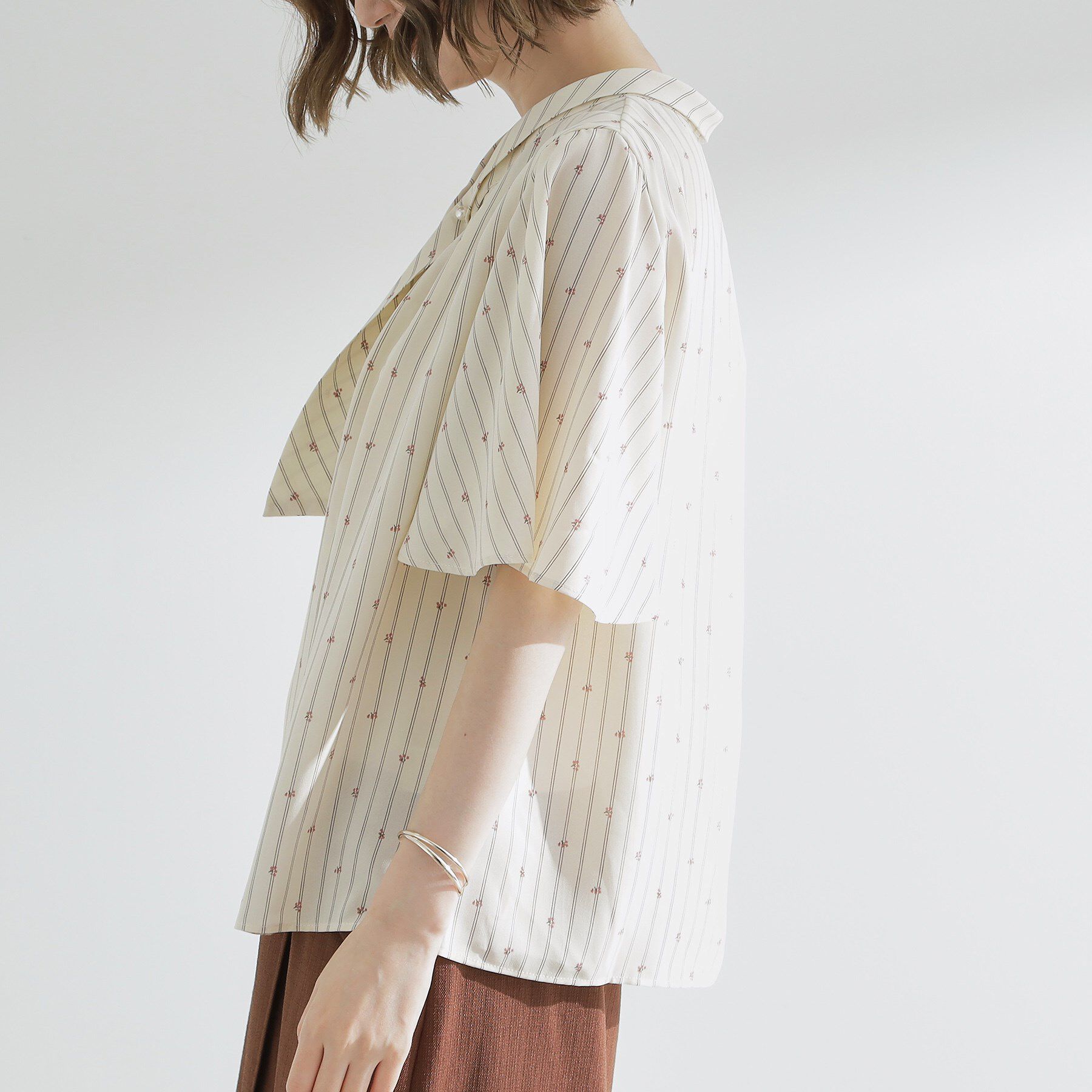 grove「【お仕事/二の腕カバー】パール調使いが華やか 上品ボウタイブラウス」|シャツ・ブラウス|