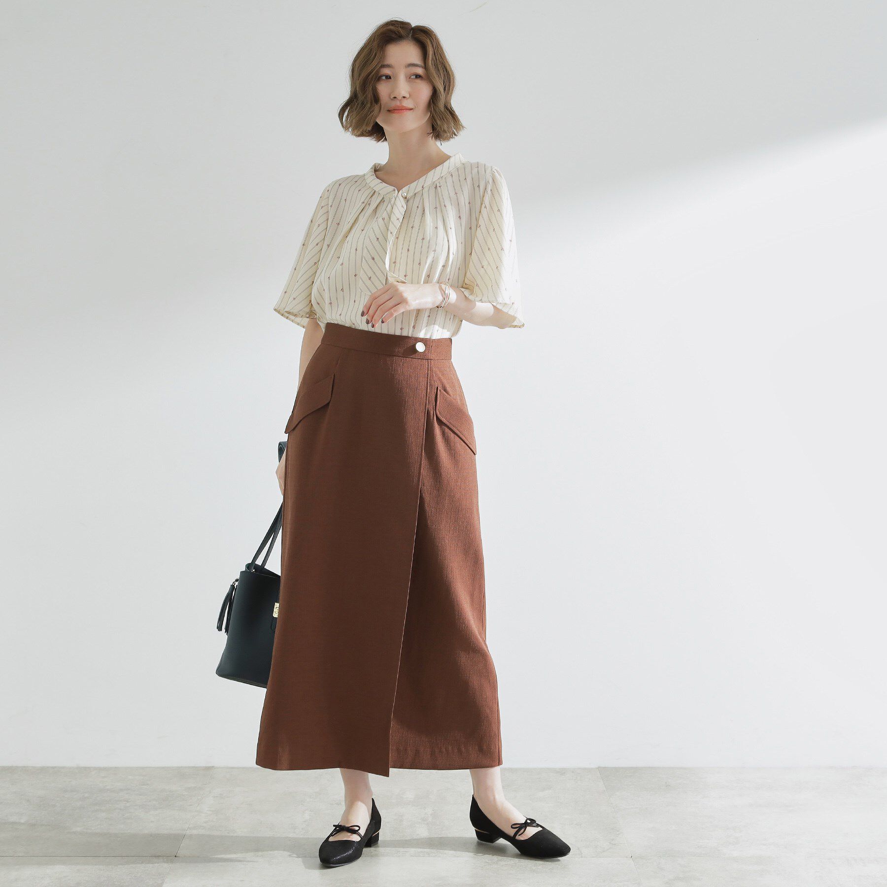 grove「【お仕事/二の腕カバー】パール調使いが華やか 上品ボウタイブラウス」|シャツ・ブラウス|