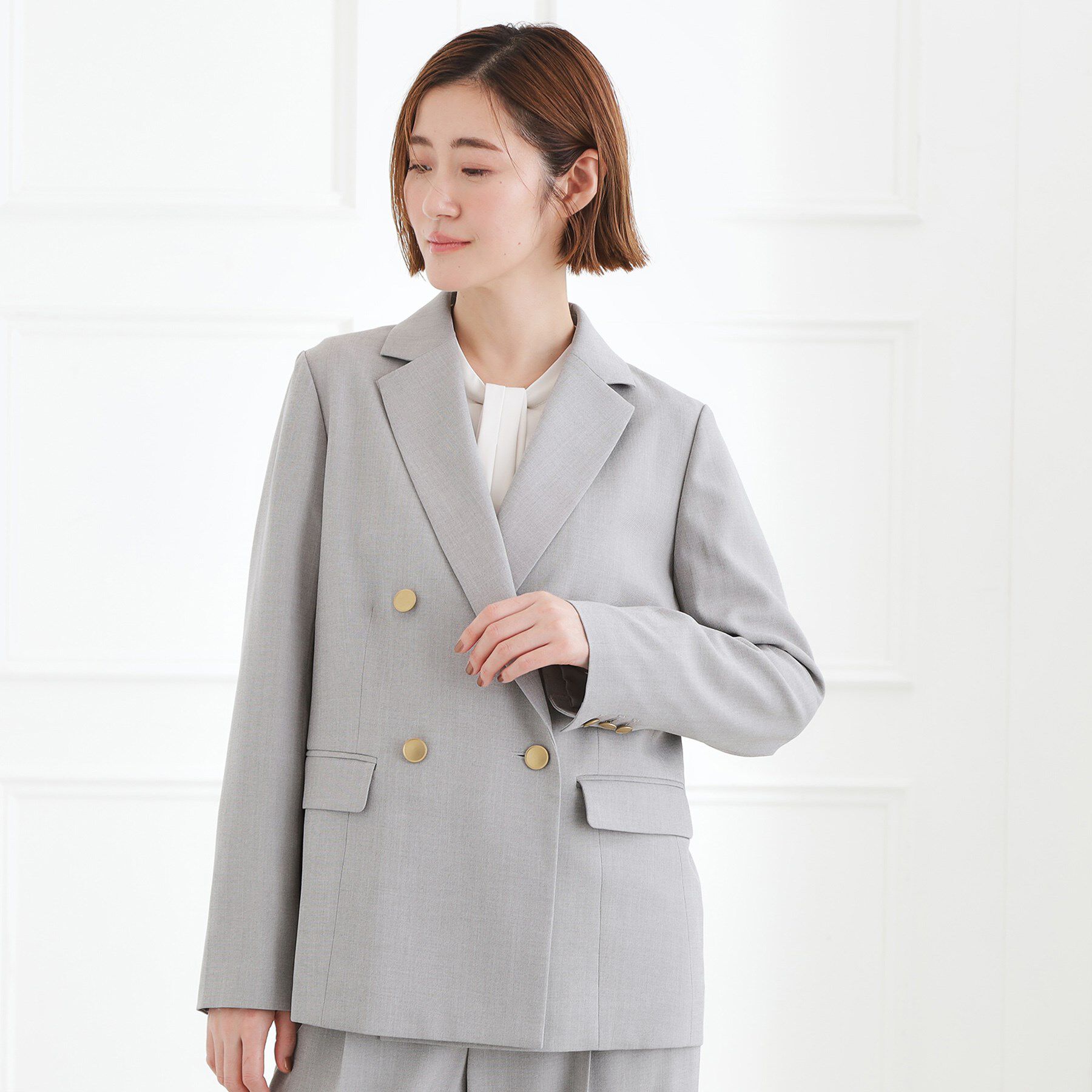 grove「【マシンウォッシュ/防シワ】ダブルテーラードジャケット【着回しカセット】」|テーラードジャケット|