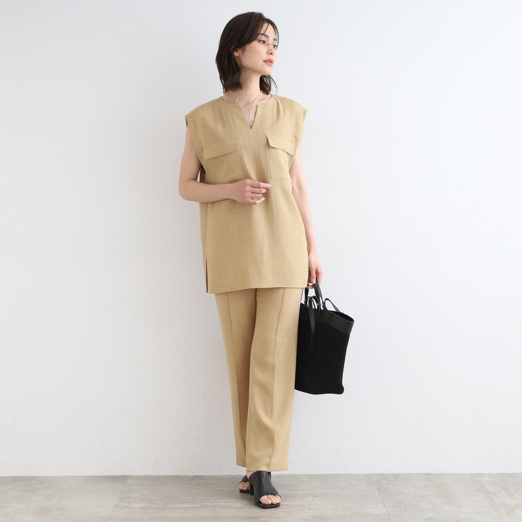 INDIVI「【洗える／日本製／SETUP可能】トリアセテート混ベストブラウス」|シャツ・ブラウス|