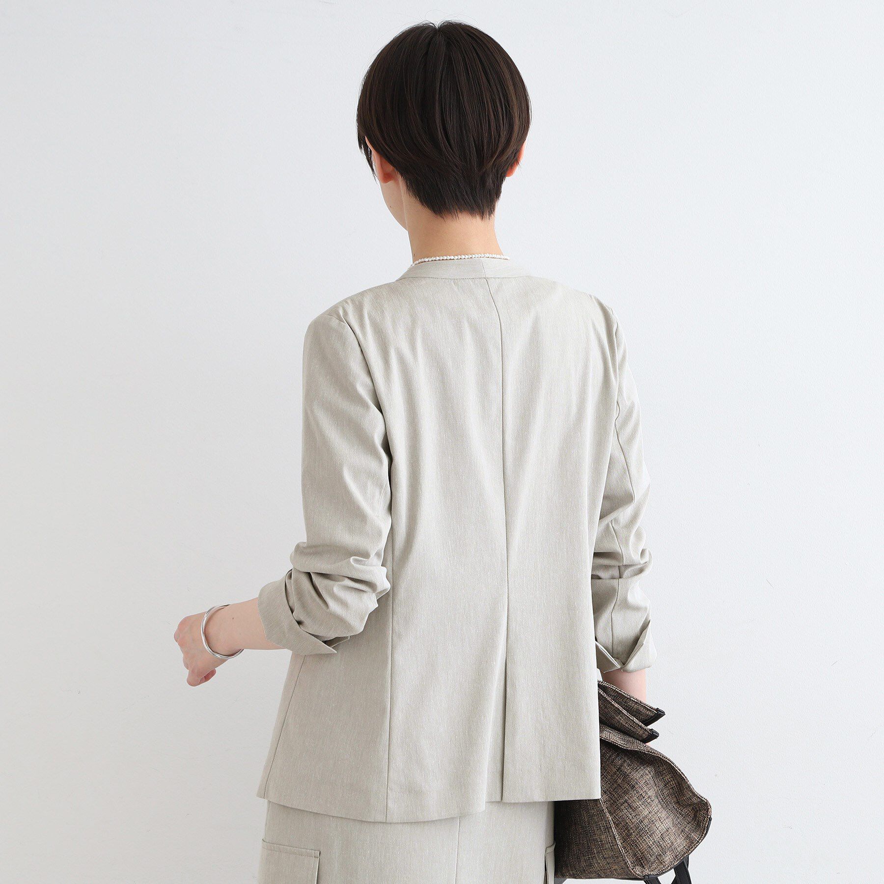 INDIVI「【洗える／UVケア／接触冷感／SETUP可能】麻混ノーカラージャケット」|スーツ|