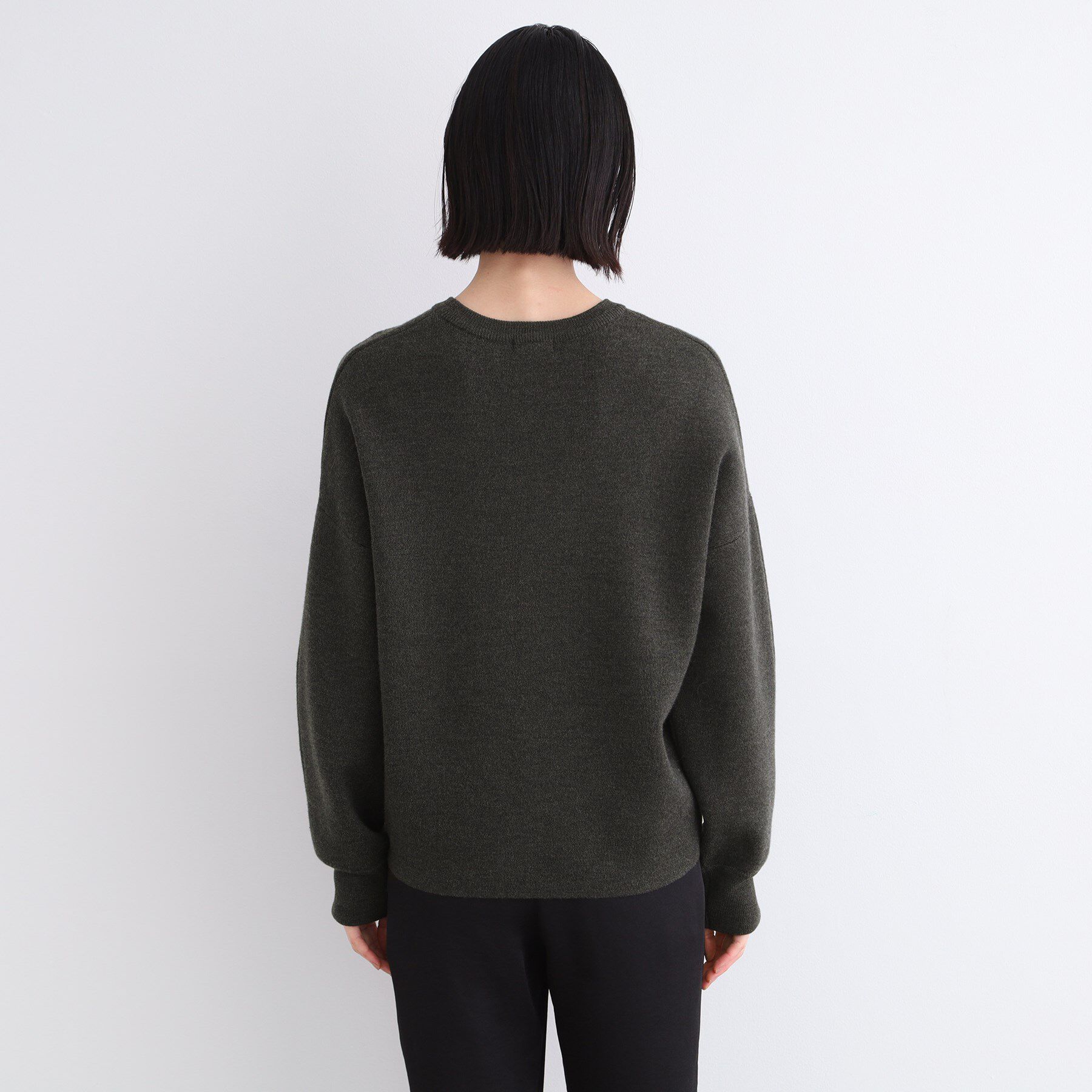 INDIVI「【ウール混／洗える】スウェットライク スムースニット」|ニット・セーター|