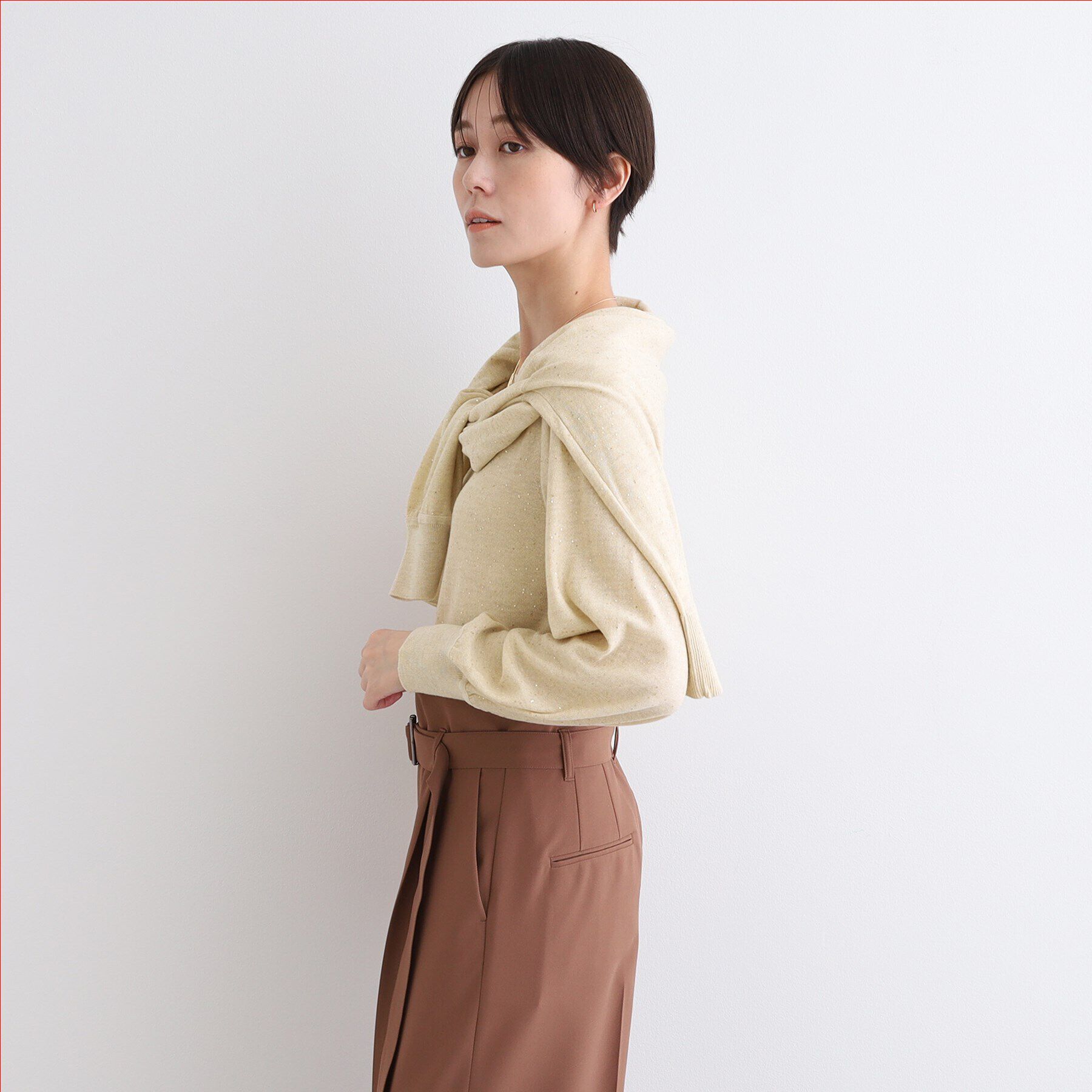 INDIVI「【洗える／スパンコール】パフスリーブニット」|ニット・セーター|