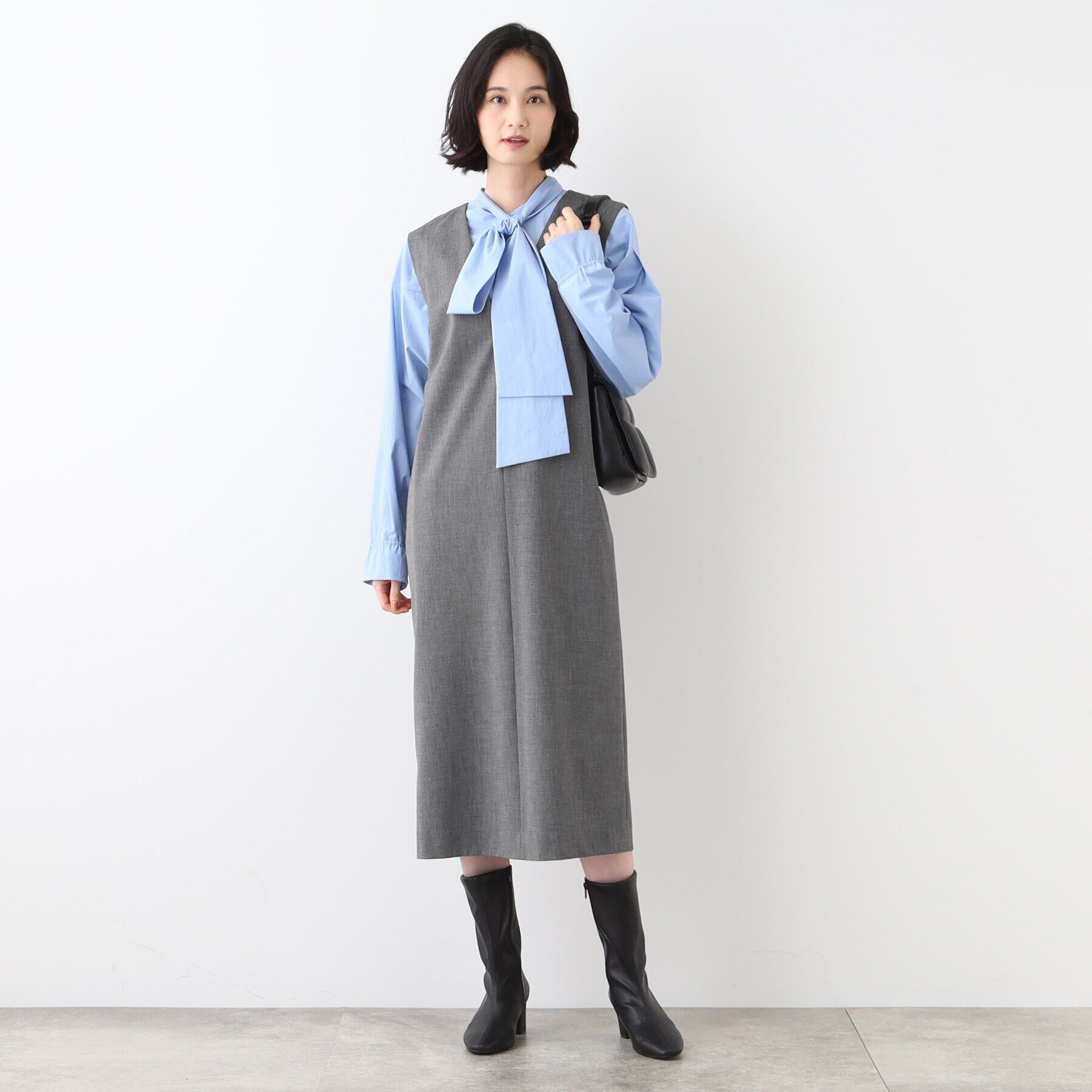 INDIVI「【洗える】ウールライクジャンパースカート」|ワンピース|