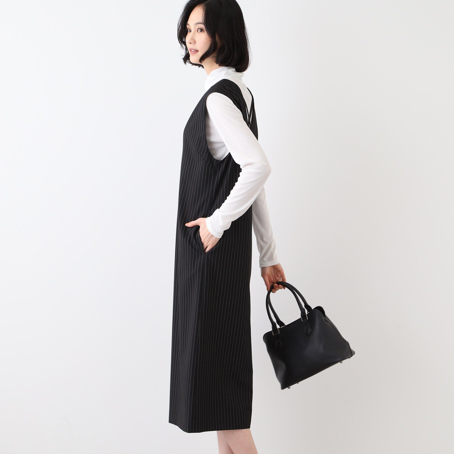 INDIVI「【洗える】ウールライクジャンパースカート」|ワンピース|