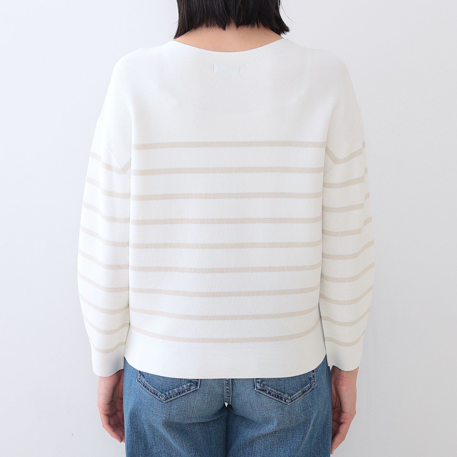 INDIVI「【洗える／無縫製／6色展開】袖フォルム ボートネックニット」|ニット・セーター|