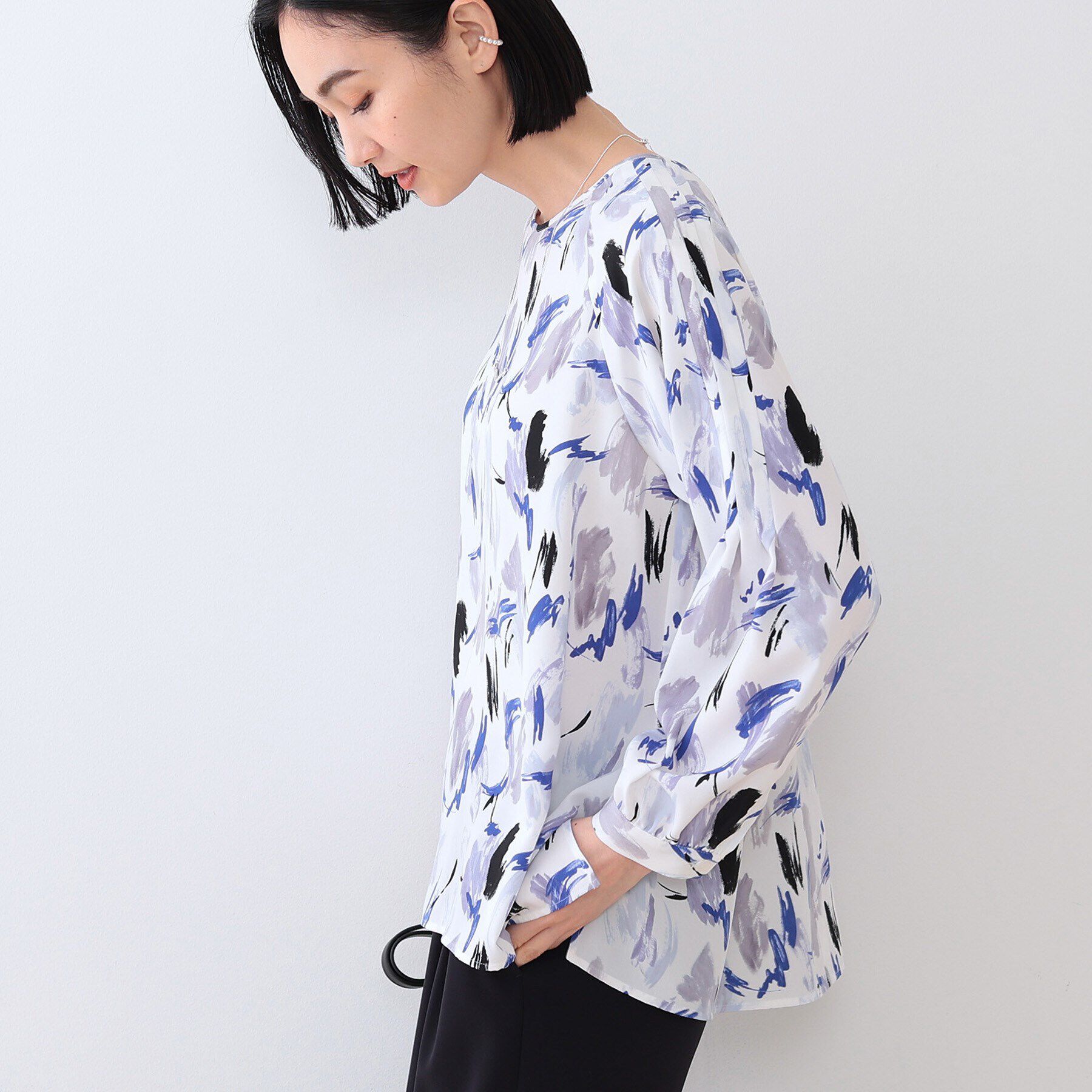 INDIVI「【洗える／オリジナル柄】ポップカラー プリントブラウス」|シャツ・ブラウス|