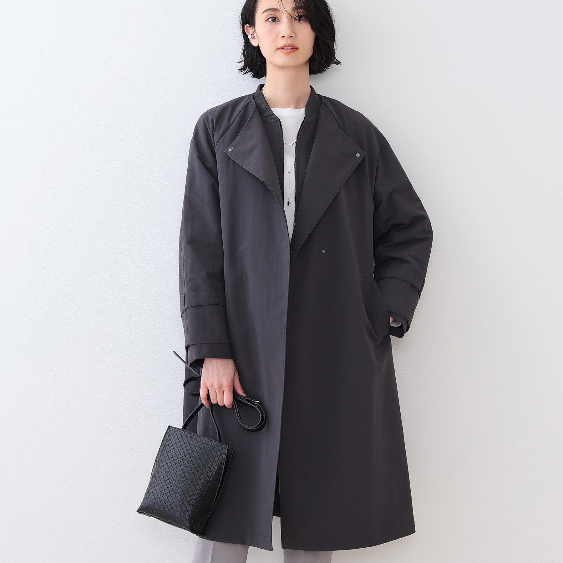 INDIVI「【撥水／UVケア／軽量】トレンチ風ロングコート」|トレンチコート|チャコールグレー(0