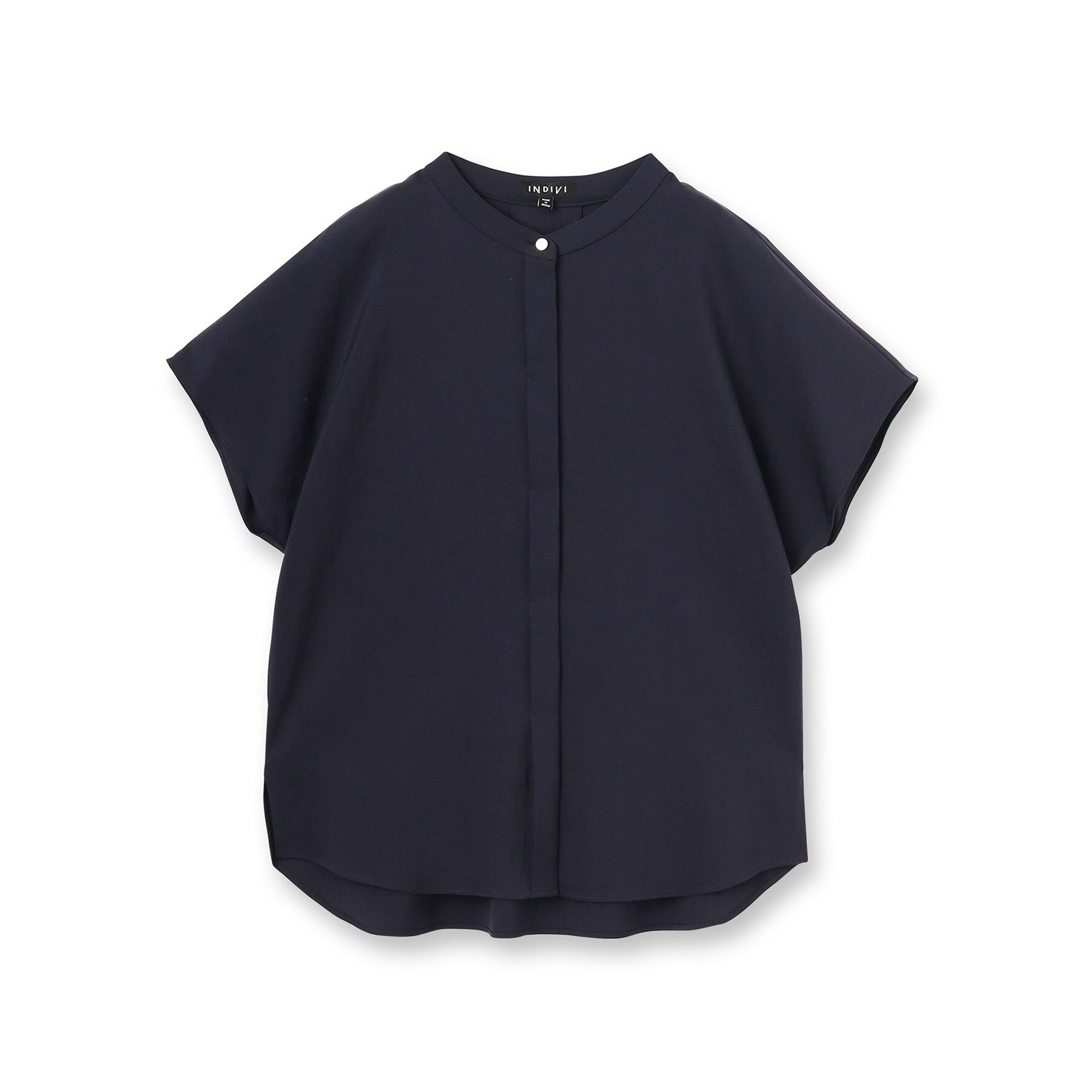 INDIVI「【洗える／SETUP可能/UVケア/接触冷感/日本製】バンドカラー半袖ブラウス」|シャツ・ブラウス|