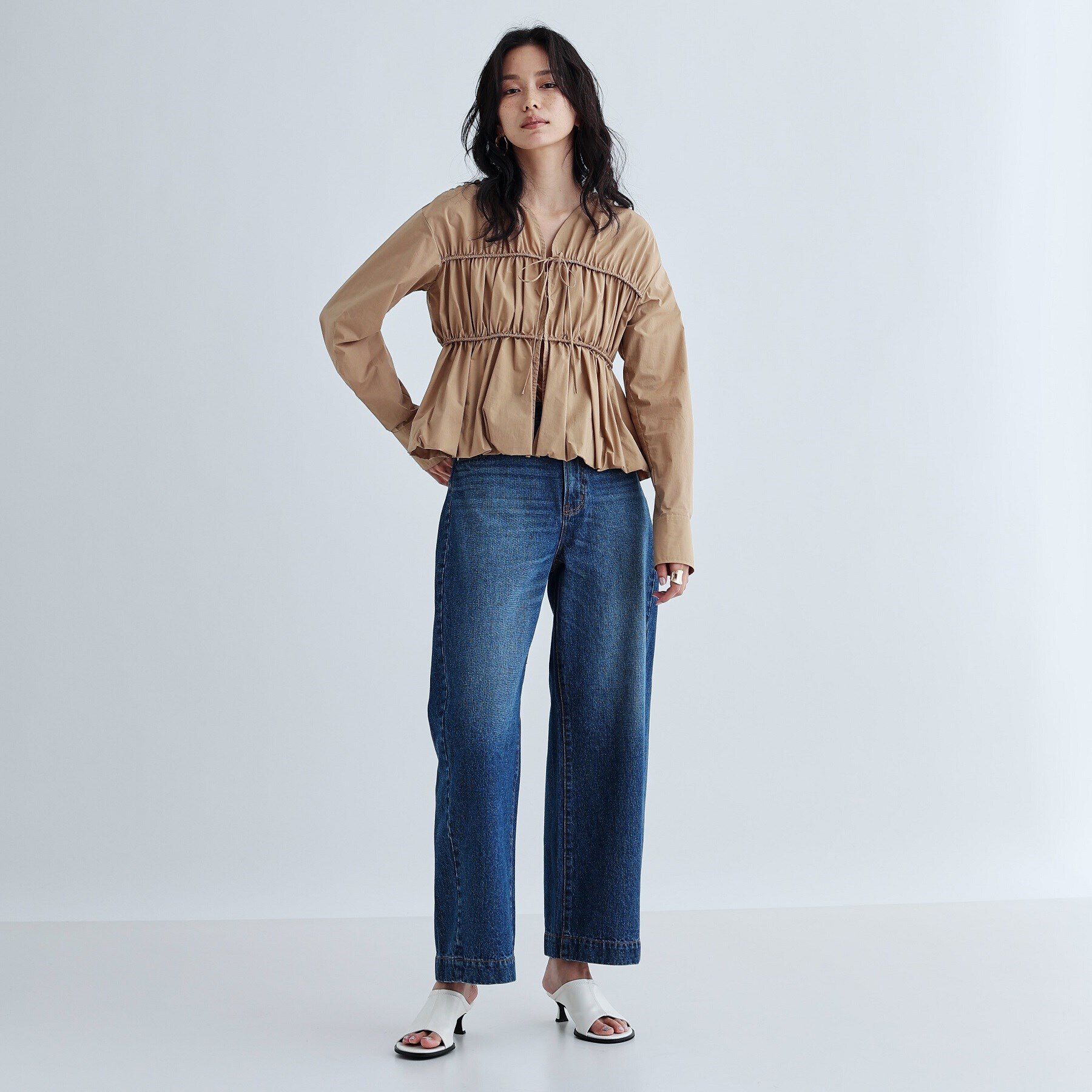 GALLEST「シャーリングギャザーブラウス【フロントボタン/前開き】」|シャツ・ブラウス|