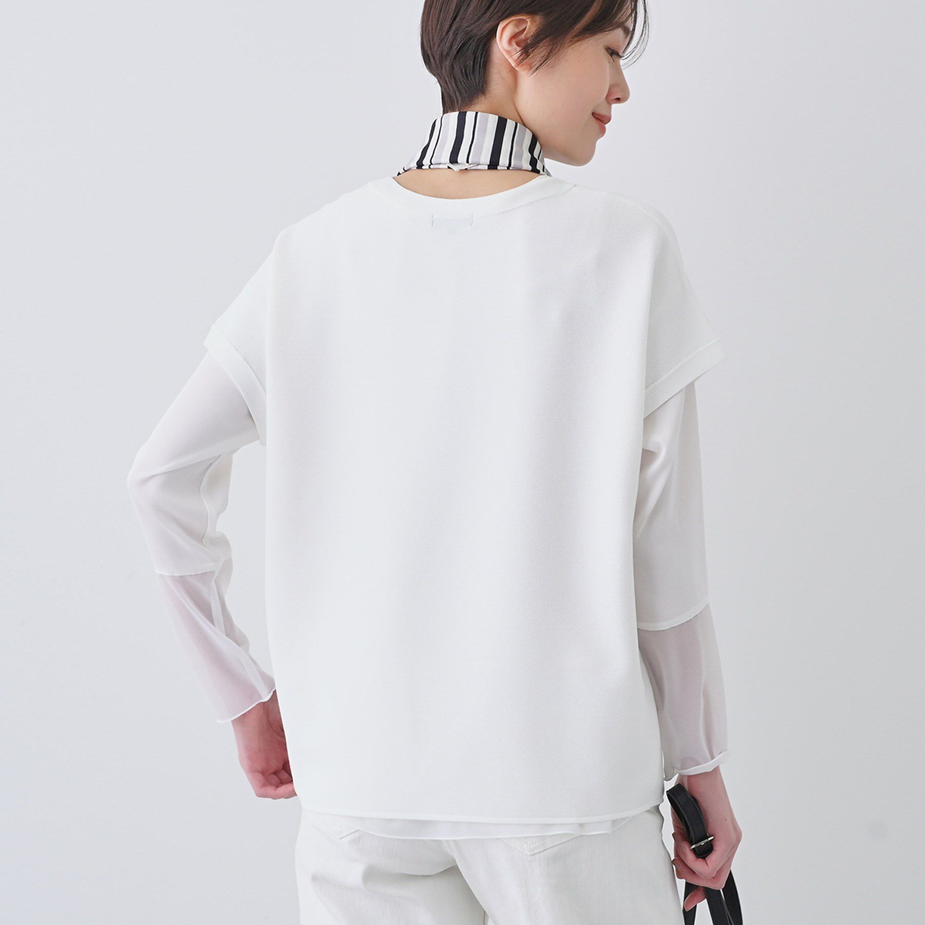 INDIVI「新色登場！【洗える／清涼感】レーヨンストレッチ フレンチスリーブニット」|ニット・セーター|