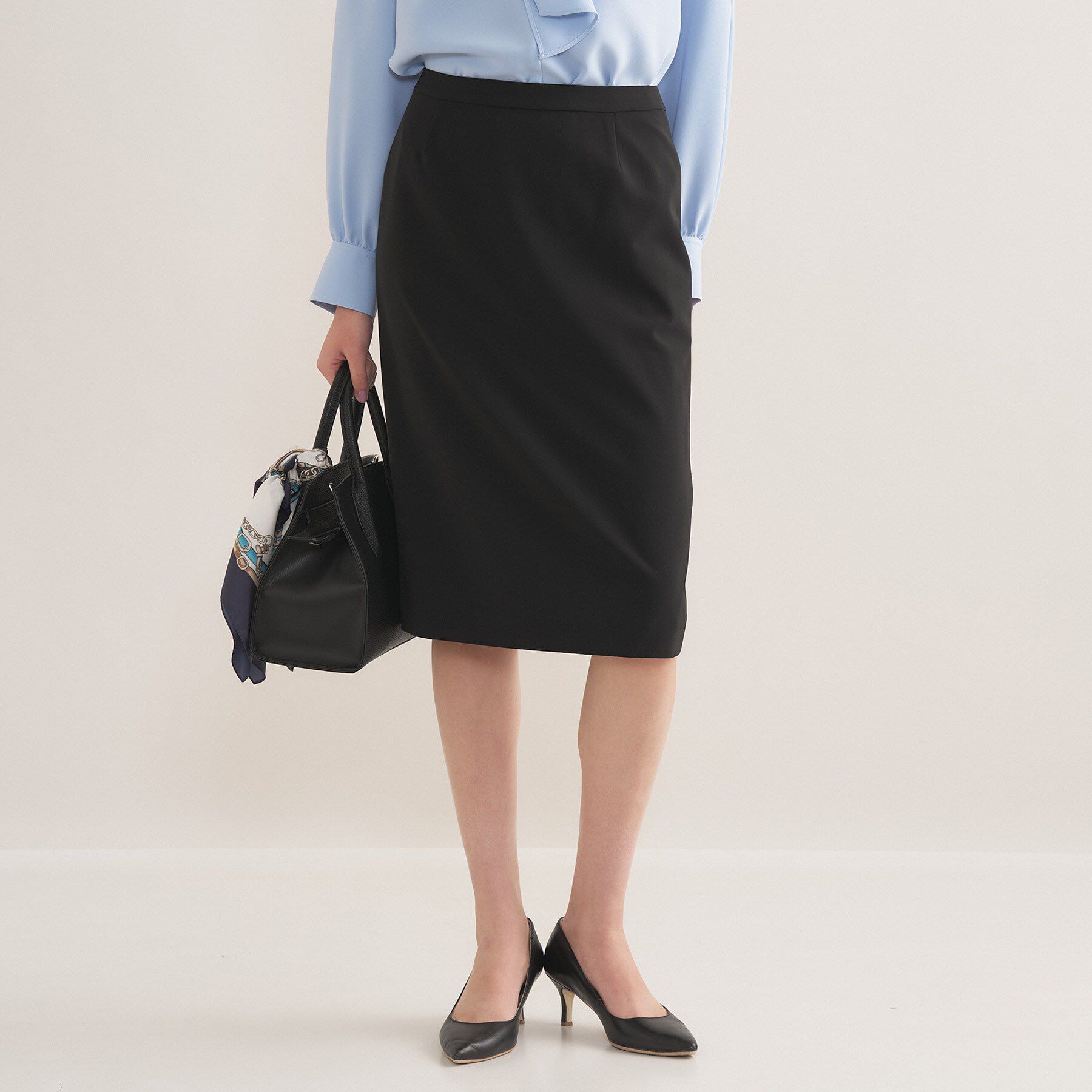 INDIVI「【通勤スーツ／洗える】ストレッチストレートスカート」|スーツ|ブラック(019)