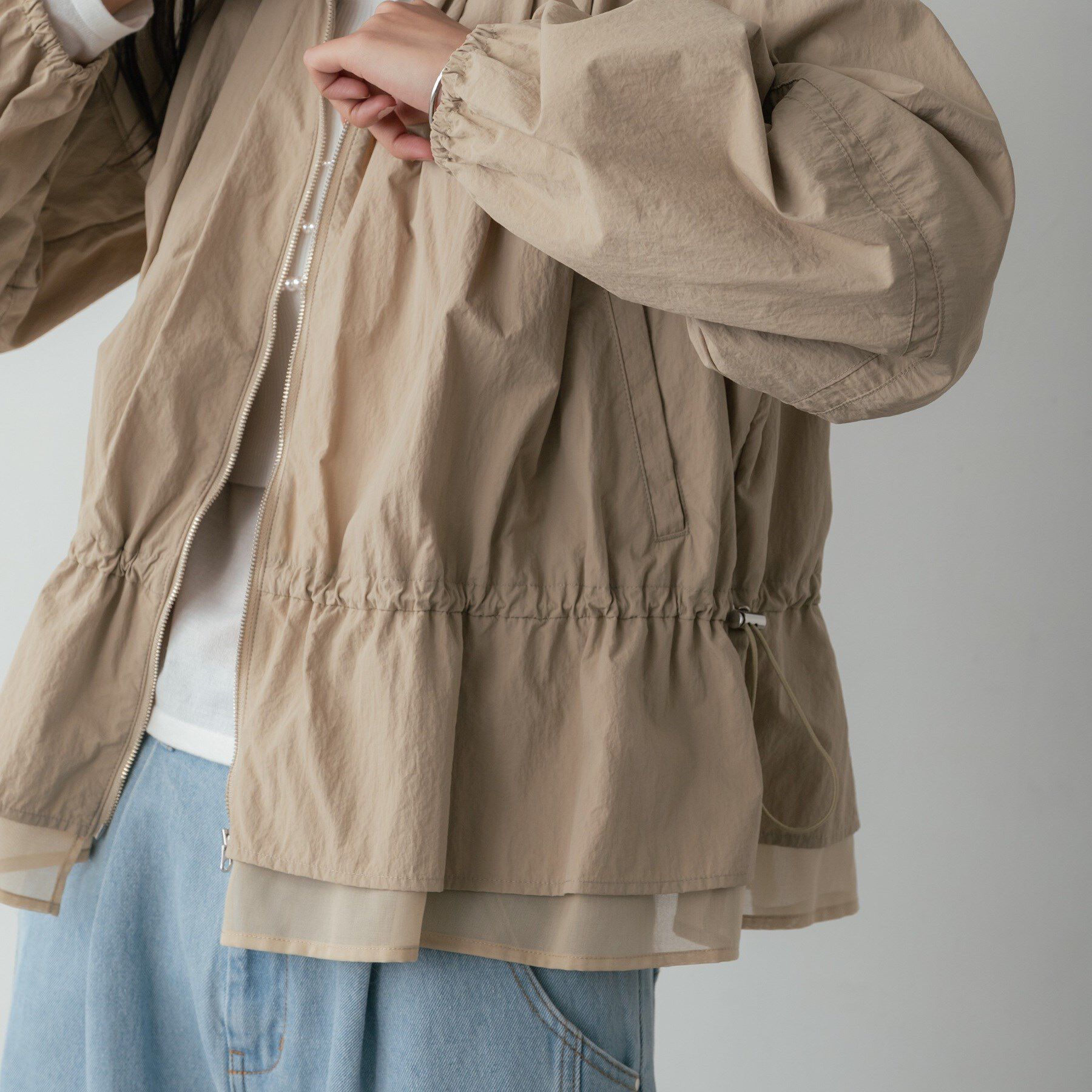 GALLEST「シャーリングペプラムブルゾン」|ブルゾン・スタジャン|