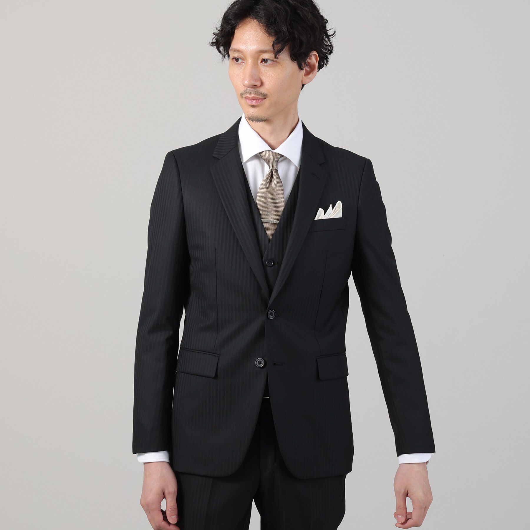 TAKEO KIKUCHI「【Sサイズ～】シャイニーヘリンボンストライプ ベスト」|スーツ|